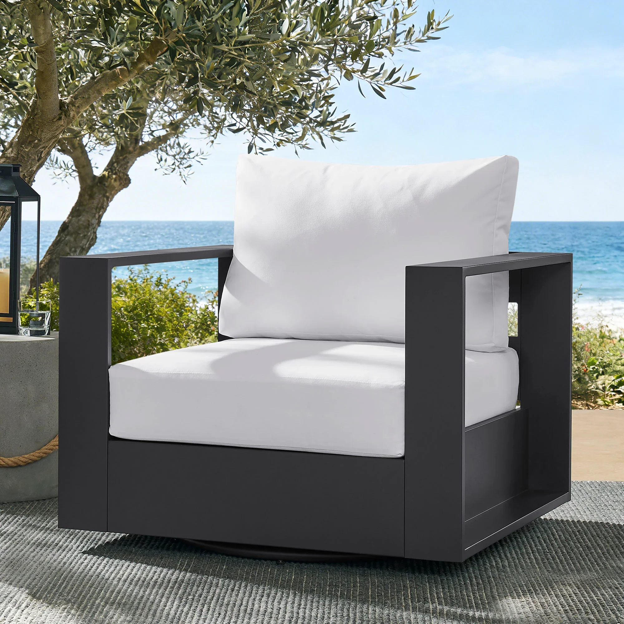 Tahoe Outdoor Powder-Coated Aluminum Swivel Armchair - Image 20
