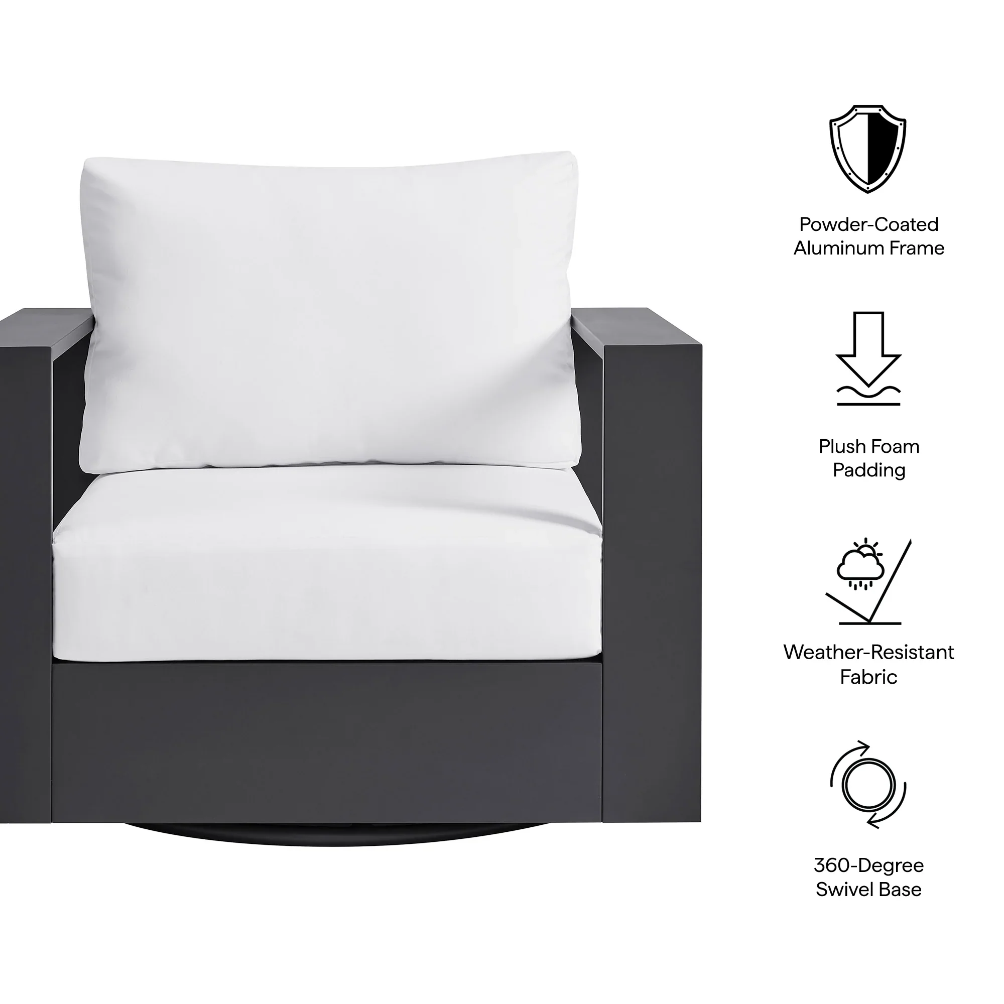 Tahoe Outdoor Powder-Coated Aluminum Swivel Armchair - Image 26