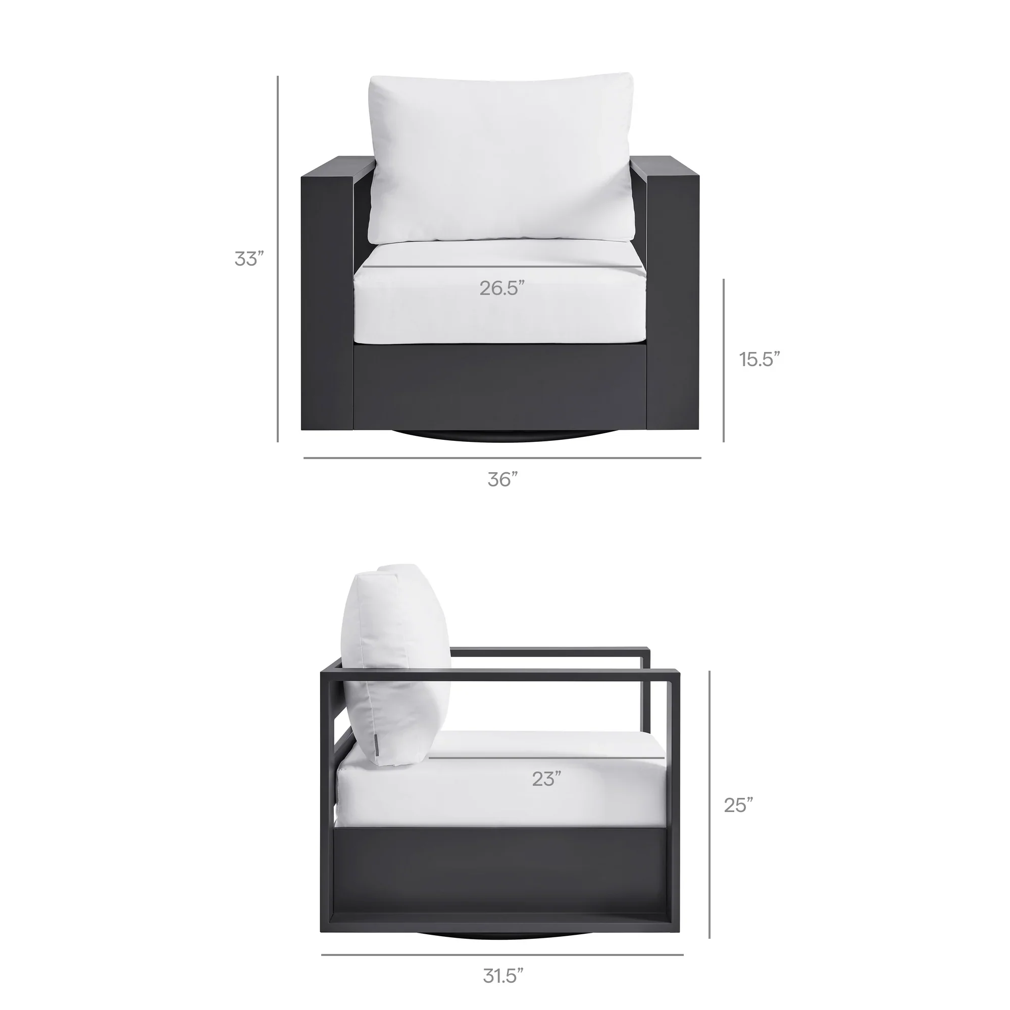 Tahoe Outdoor Powder-Coated Aluminum Swivel Armchair - Image 27
