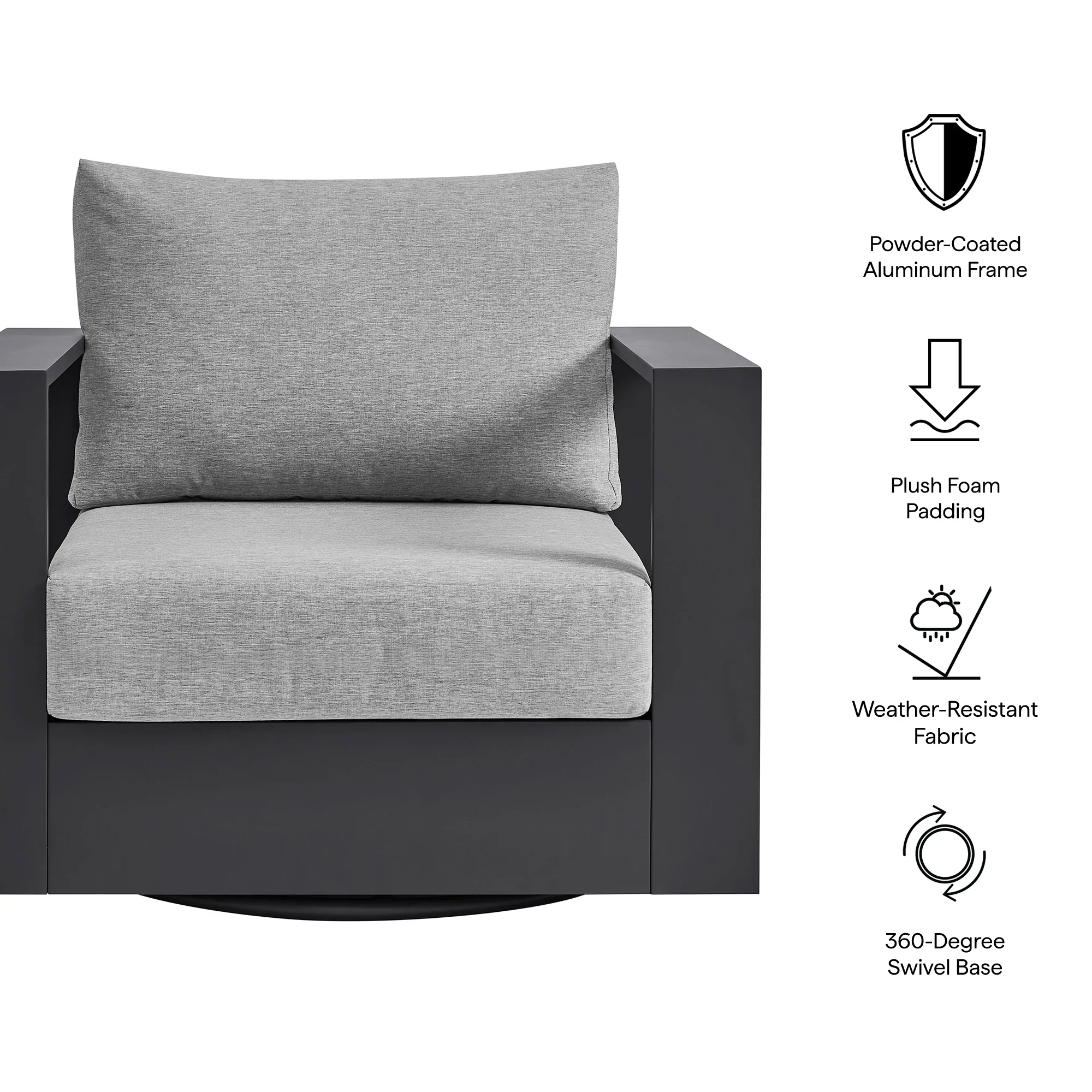 Tahoe Outdoor Powder-Coated Aluminum Swivel Armchair - Image 8