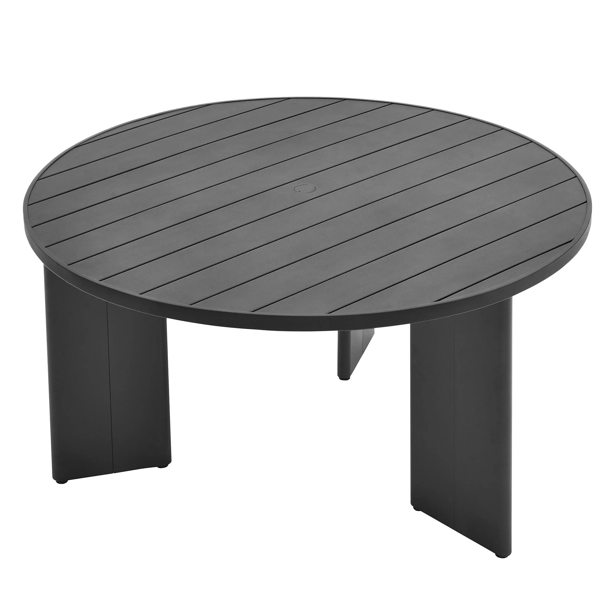 Tahoe Round Outdoor Patio Aluminum Dining Table in Gray - Image 4