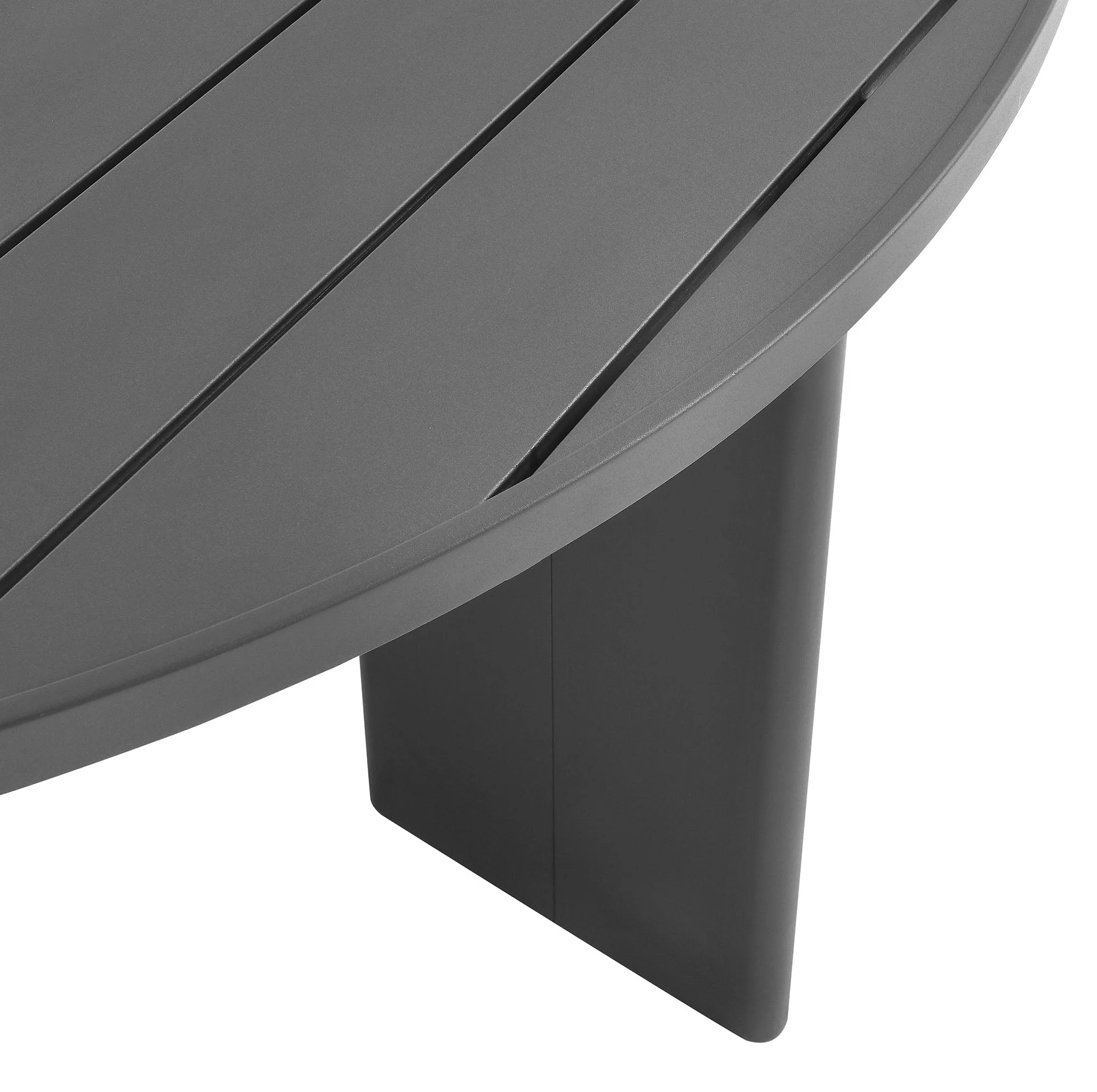Tahoe Round Outdoor Patio Aluminum Dining Table in Gray - Image 6