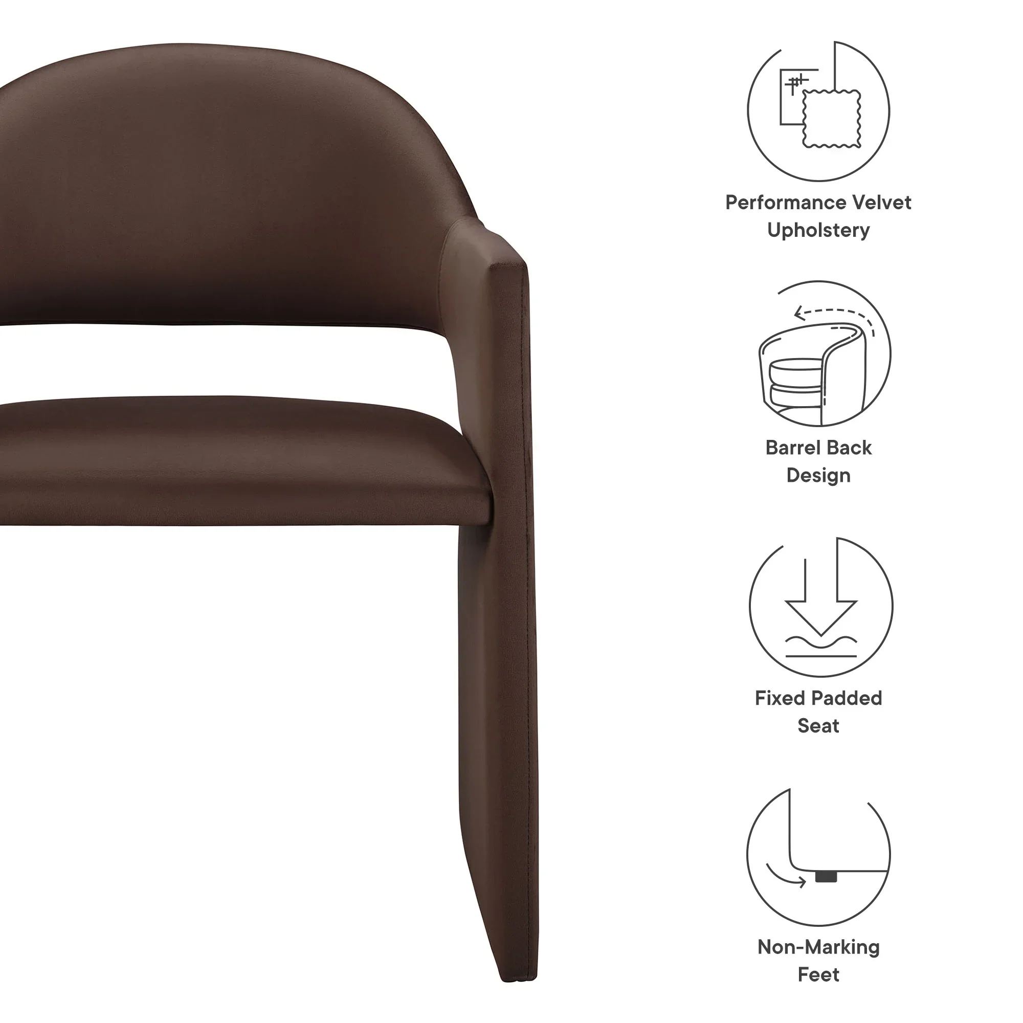 Talia Performance Velvet Dining Armchair - Image 17