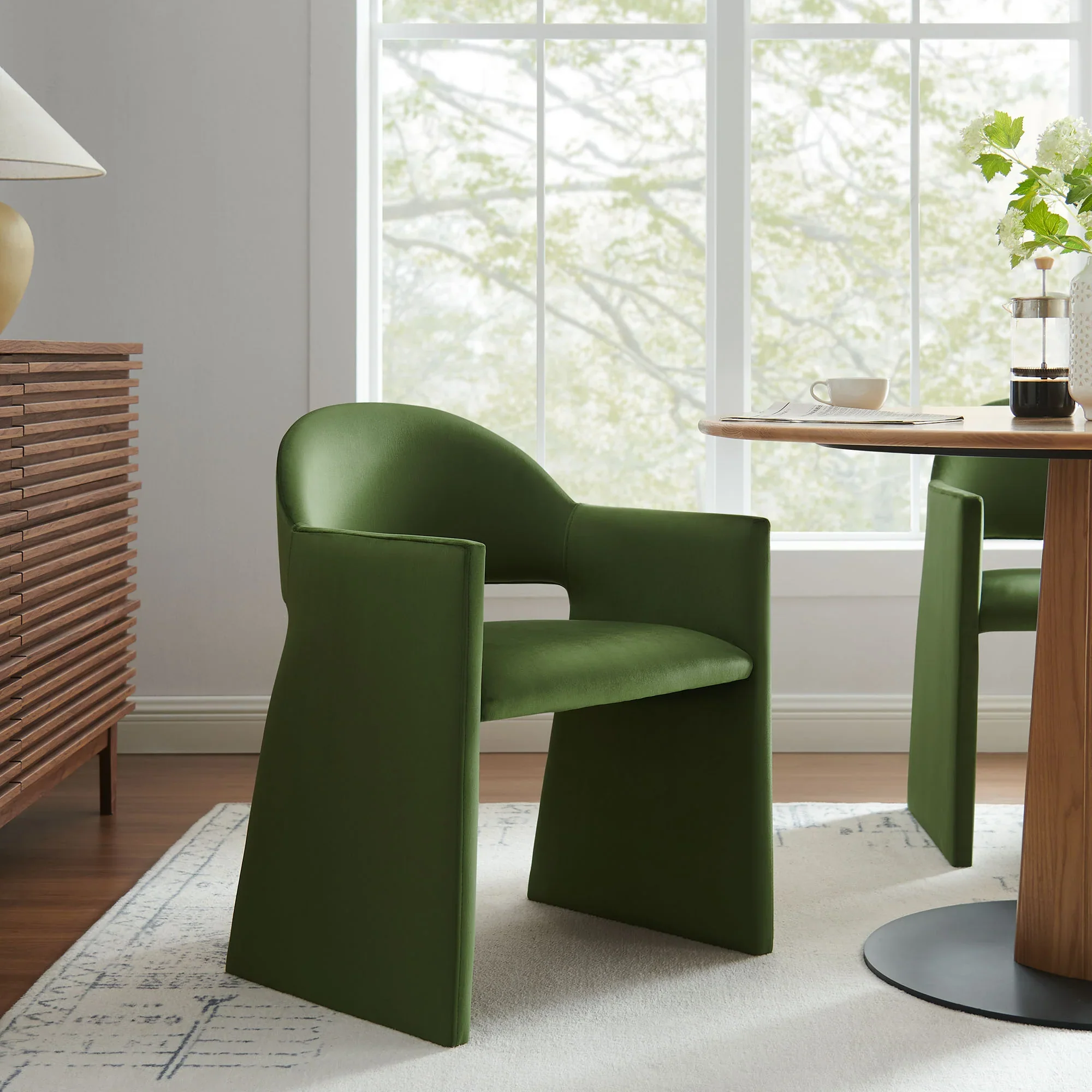 Talia Performance Velvet Dining Armchair - Image 2
