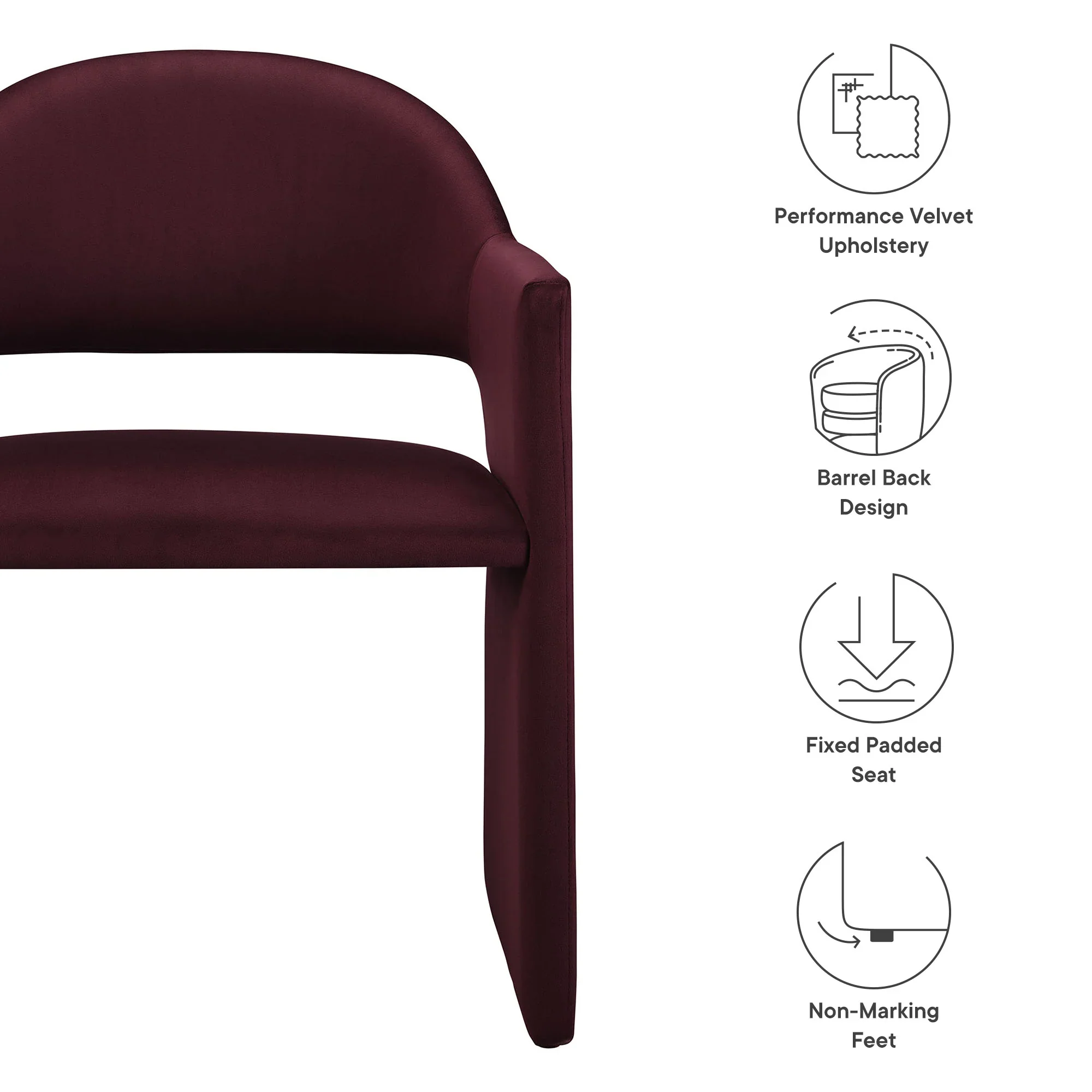 Talia Performance Velvet Dining Armchair - Image 26