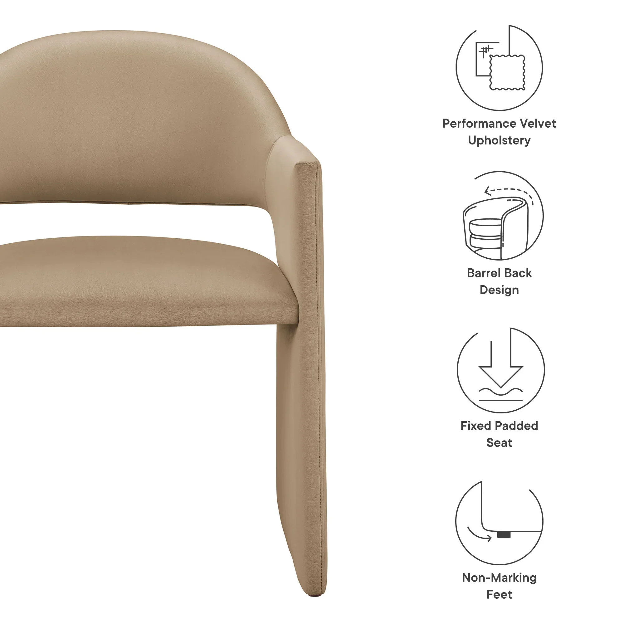 Talia Performance Velvet Dining Armchair - Image 44