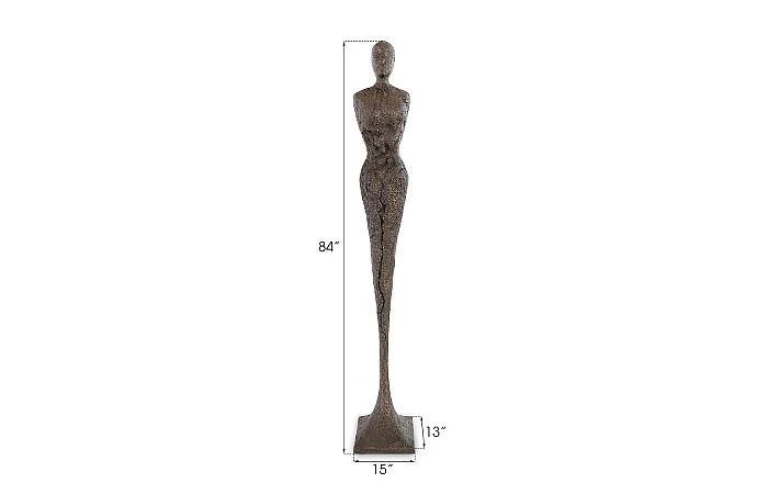Tall Chiseled Female Sculpture, Resin, Bronze Finish - Image 2