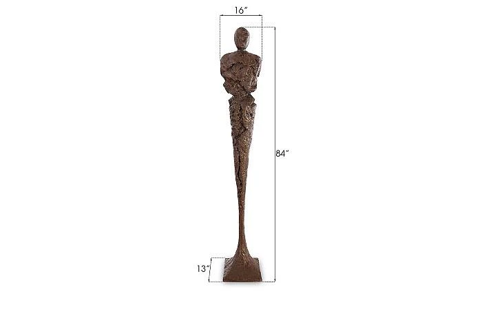 Tall Chiseled Male Sculpture, Resin, Bronze Finish - Image 2