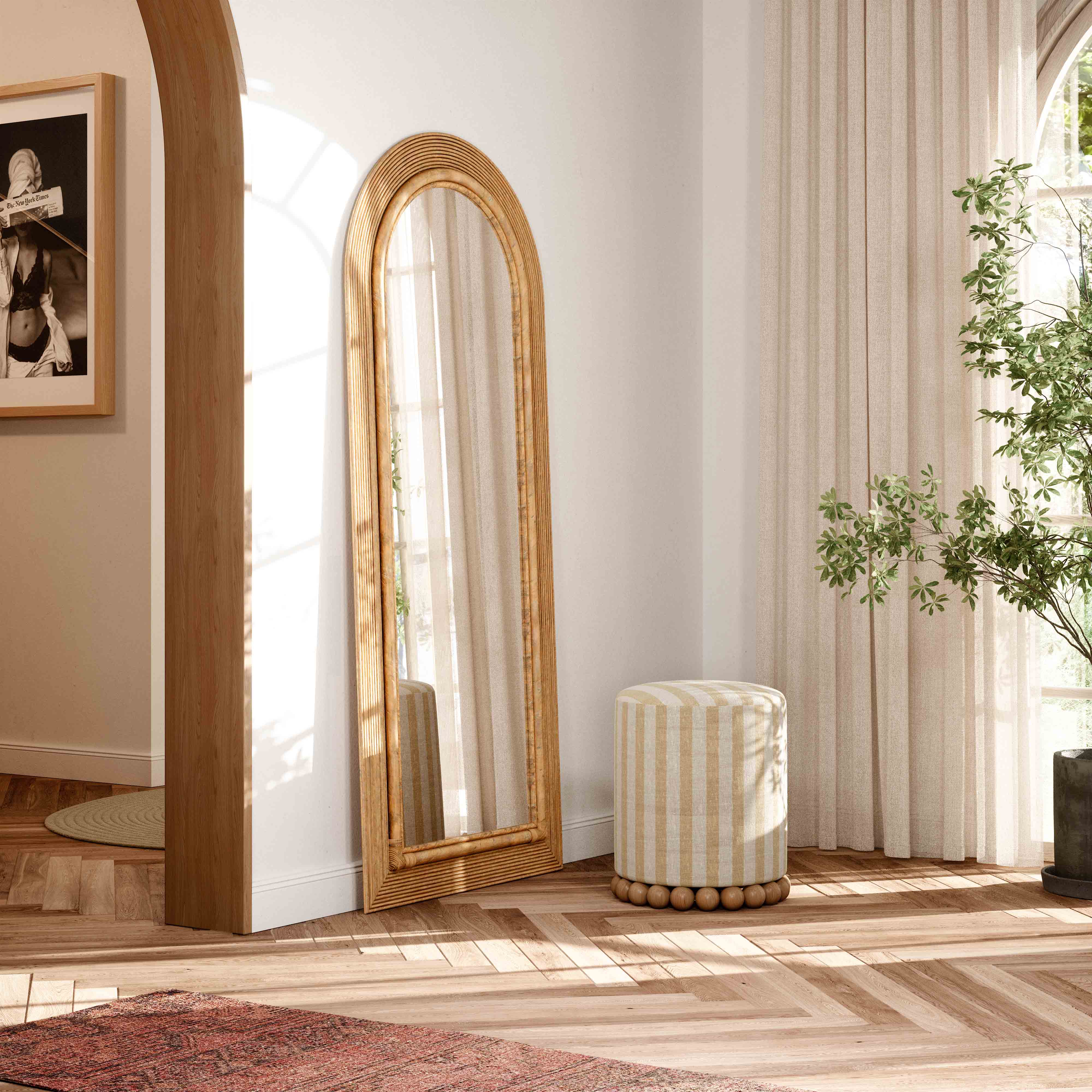 Tanya 70" Rattan Floor Mirror - Image 2