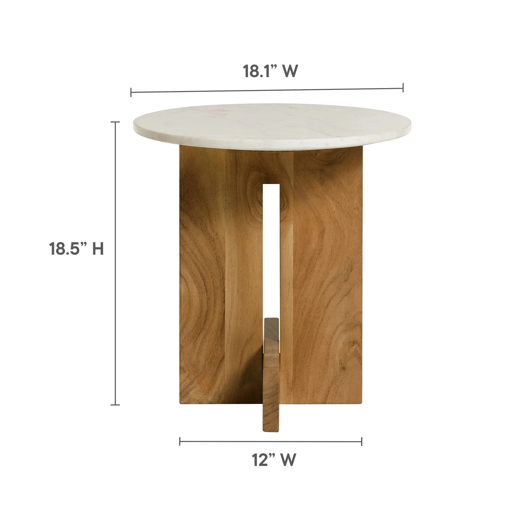 Tarin Acacia Wood and Marble Side Table in Natural - Image 10