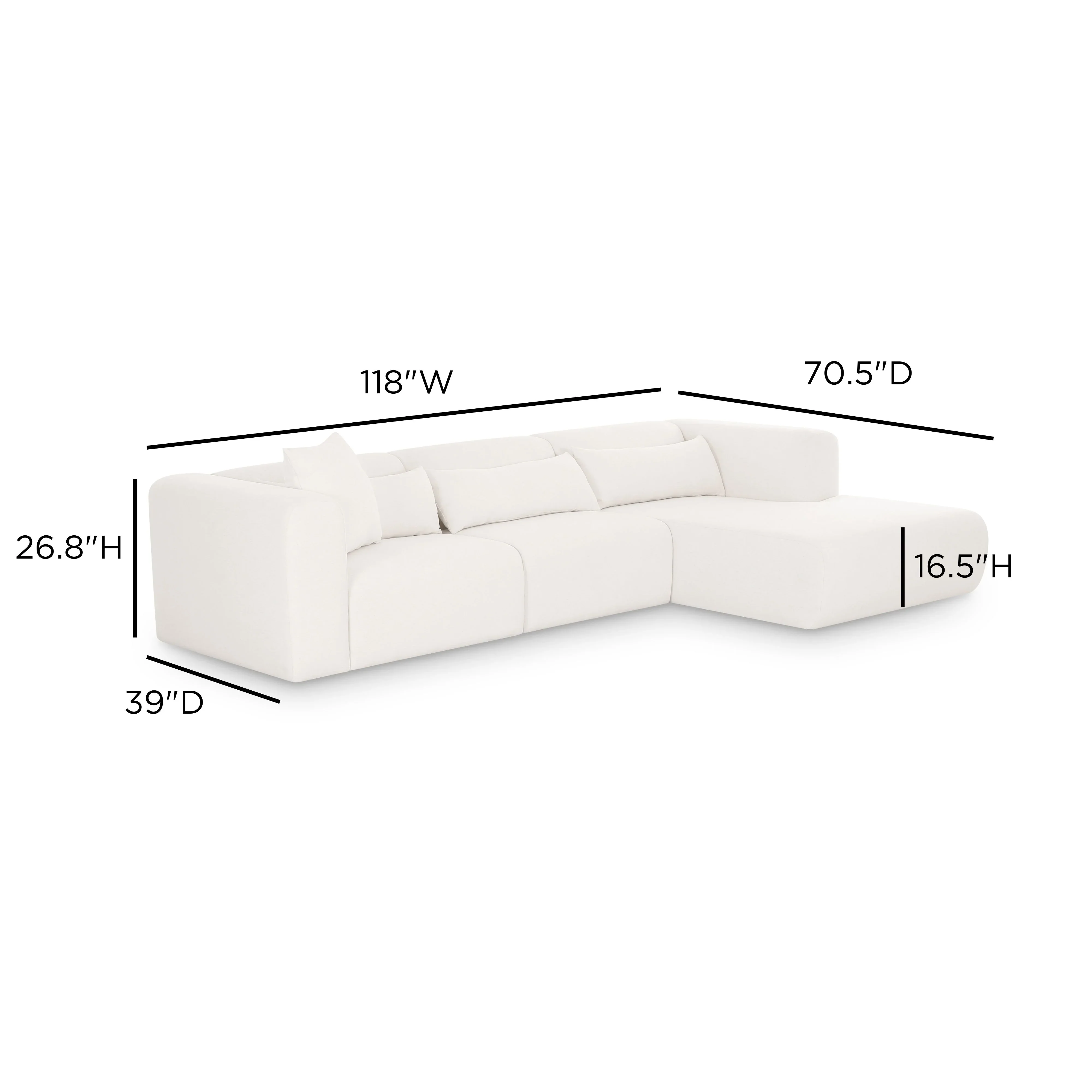 Tarra 3-Piece Cream Performance Chenille Modular Sectional - Image 6