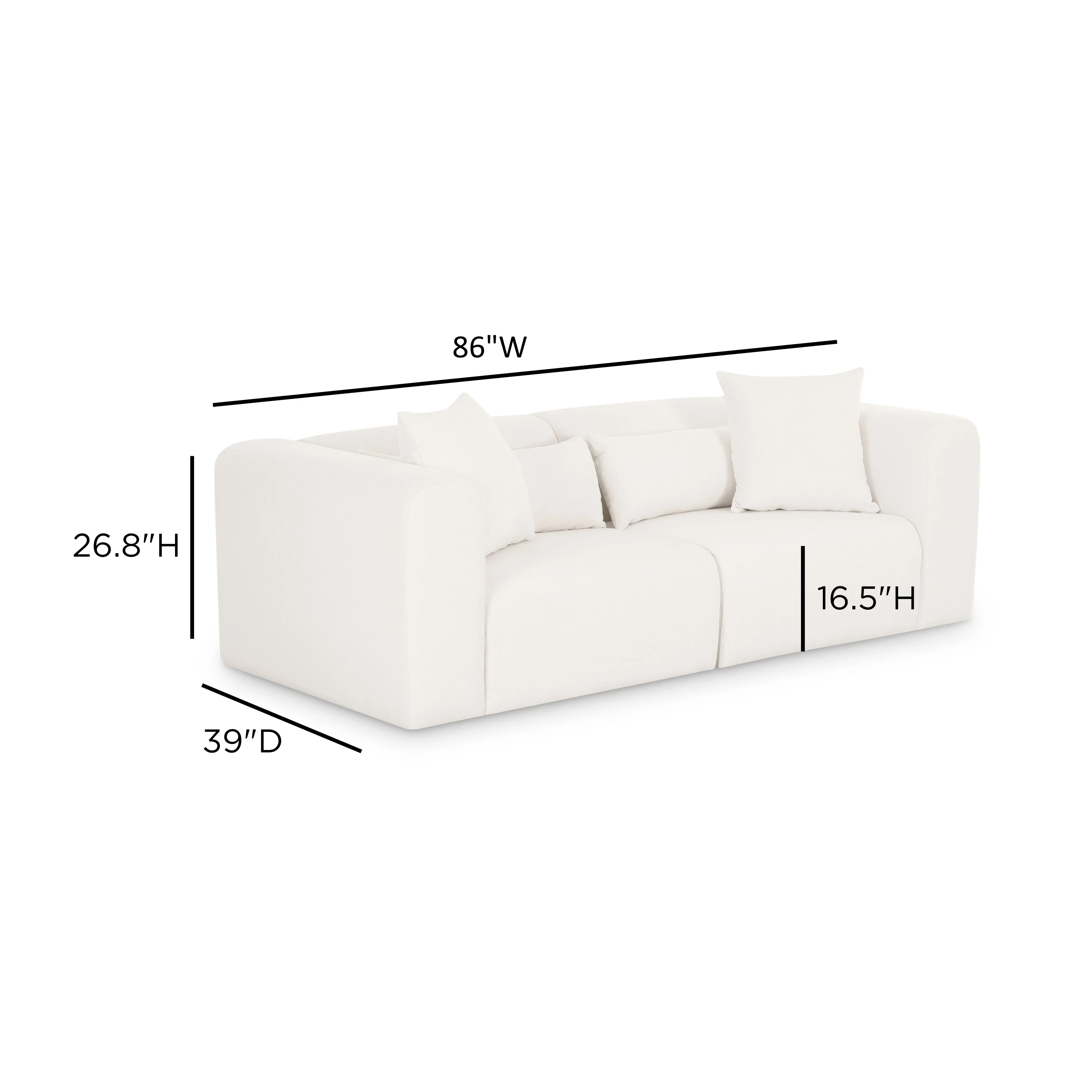 Tarra 86" Cream Performance Chenille Modular Loveseat - Image 5