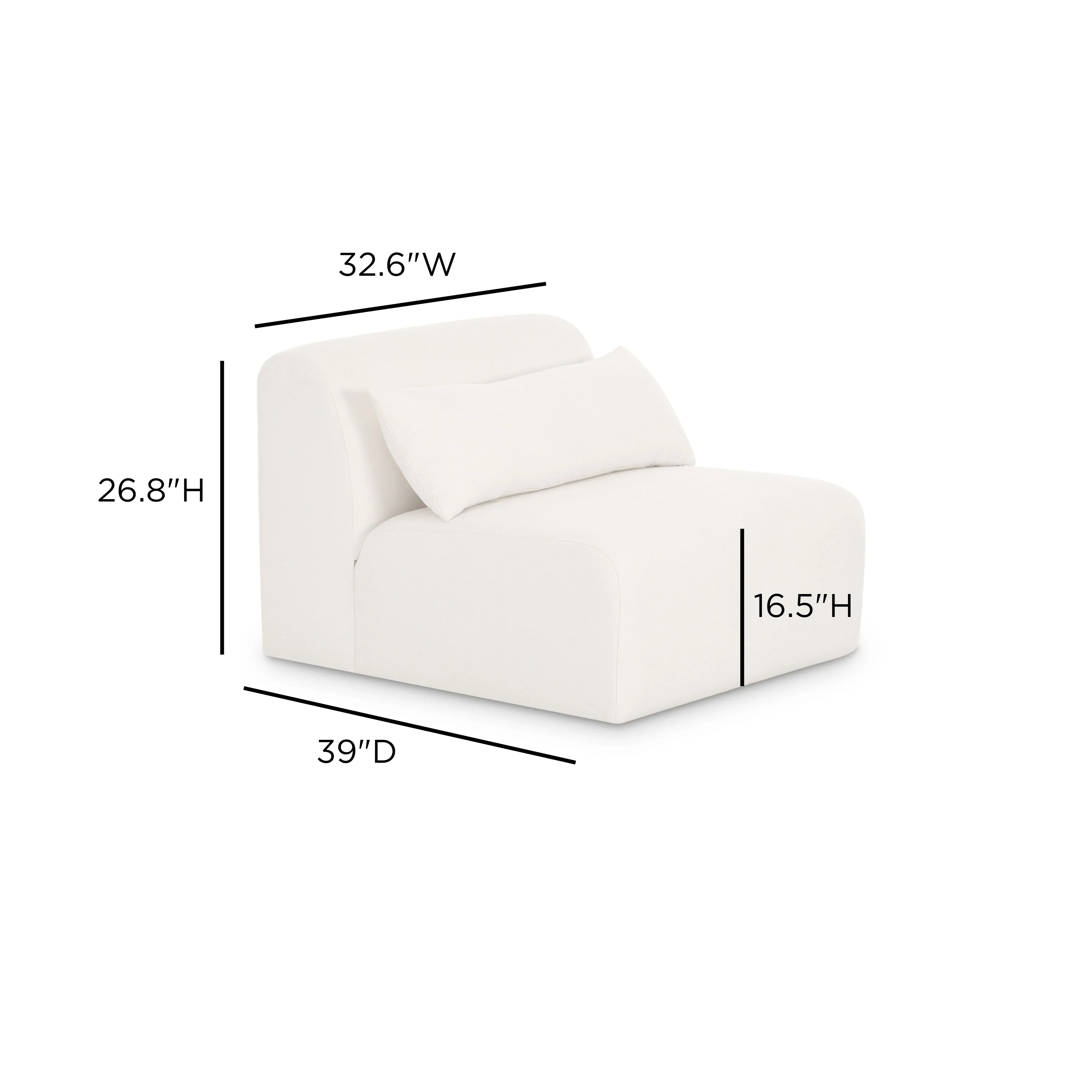 Tarra Cream Performance Chenille Modular Armless Chair - Image 5