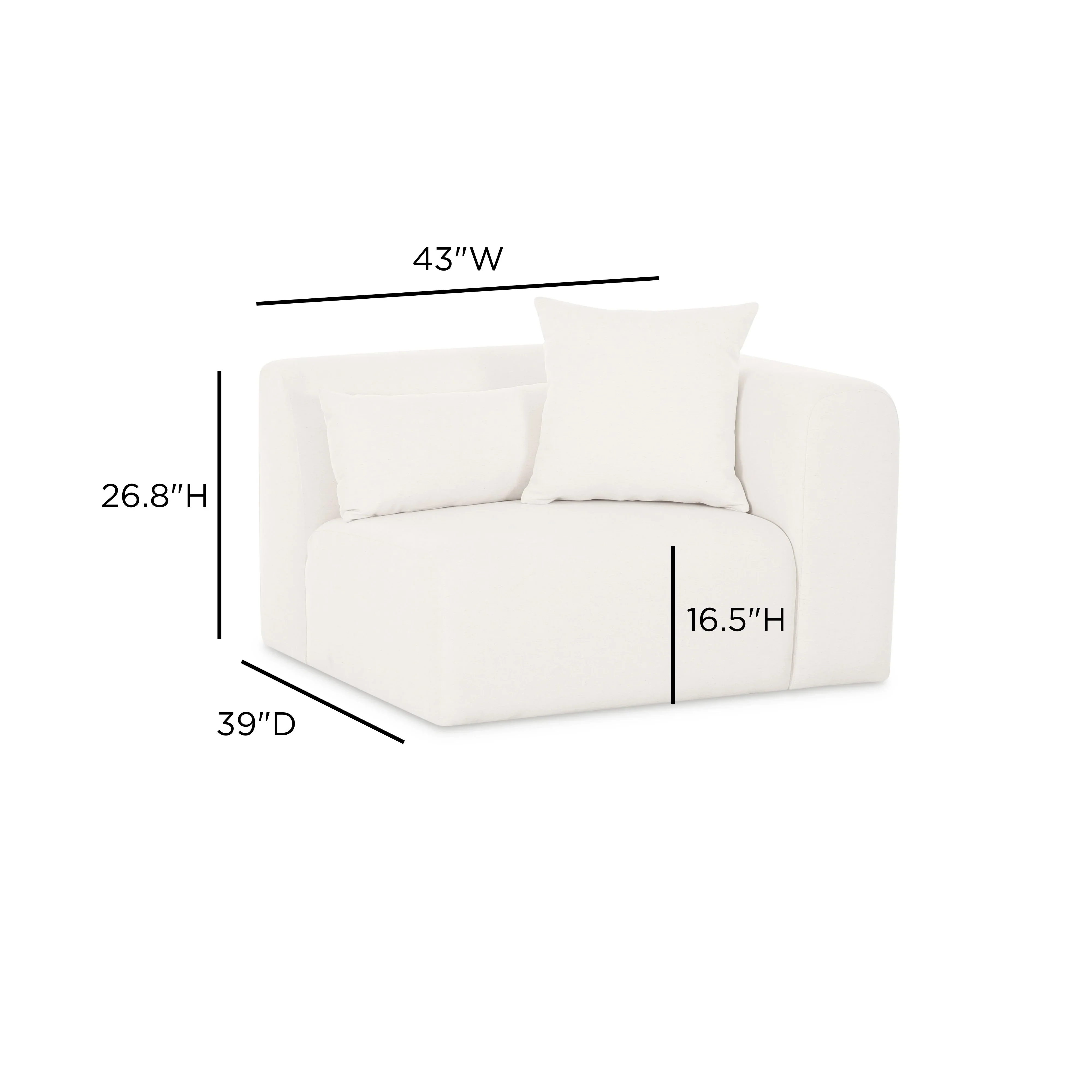 Tarra Cream Performance Chenille Modular Corner Chair - Image 4