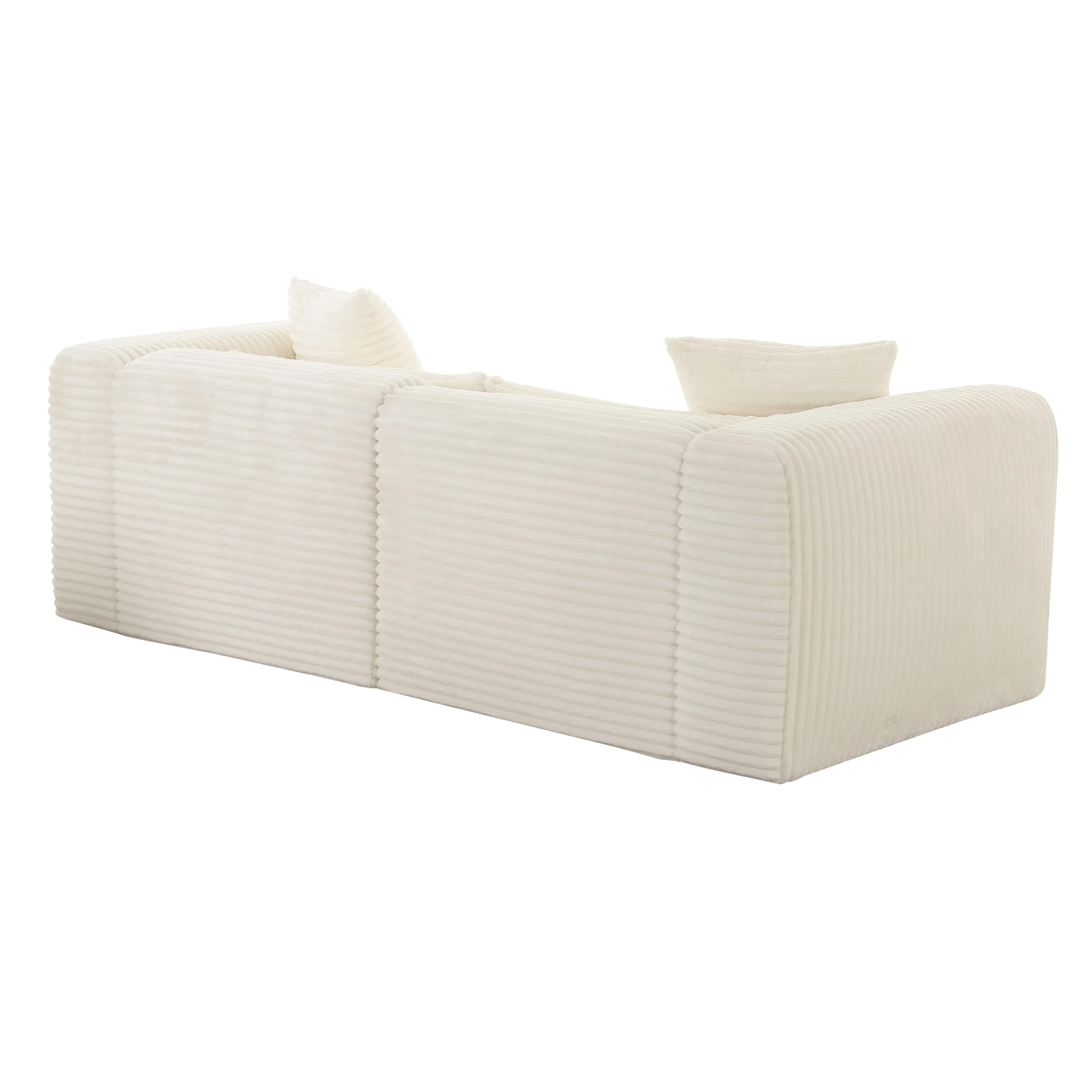 Tarra 86" Fluffy Oversized Performance Corduroy Modular Loveseat - Image 3