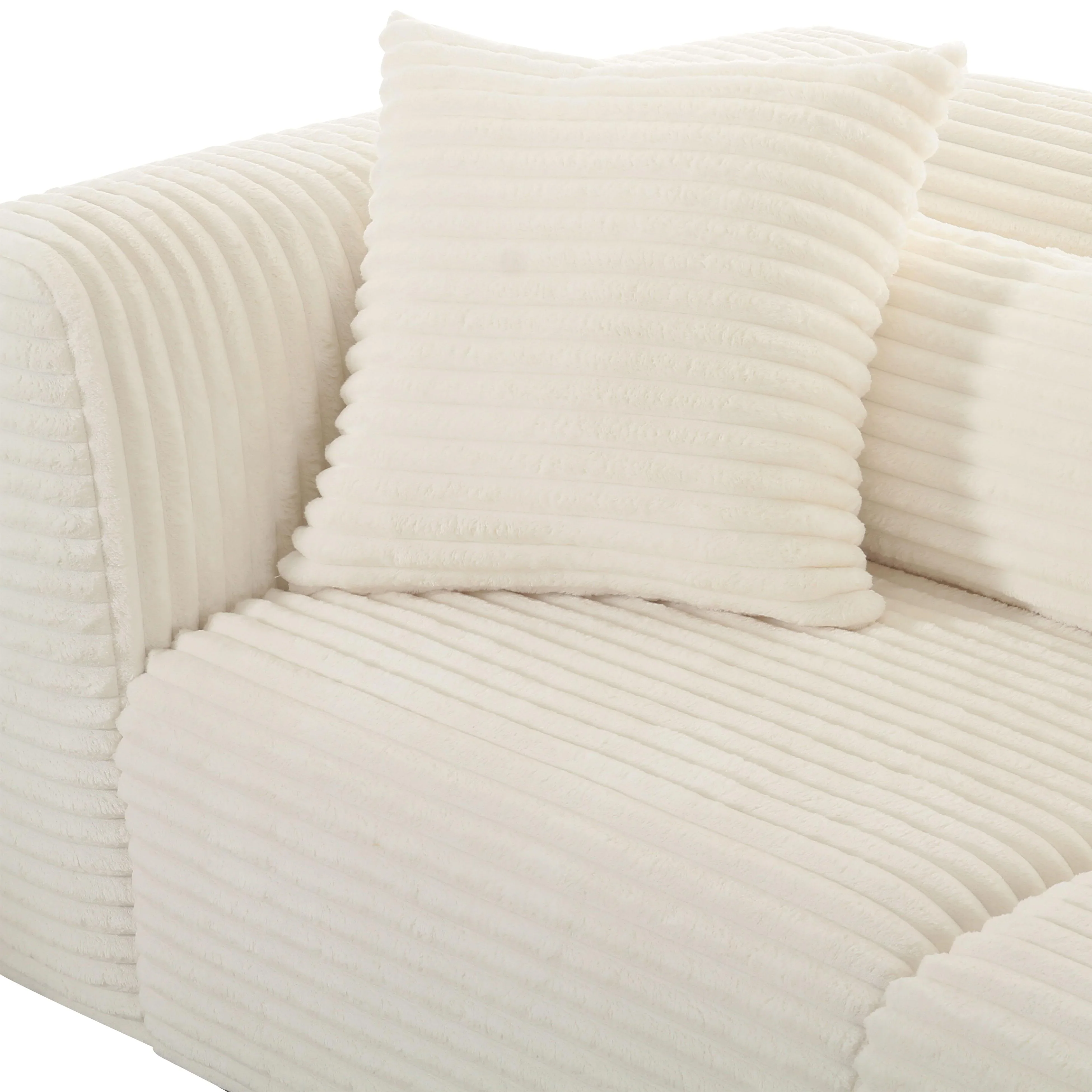 Tarra 86" Fluffy Oversized Performance Corduroy Modular Loveseat - Image 4