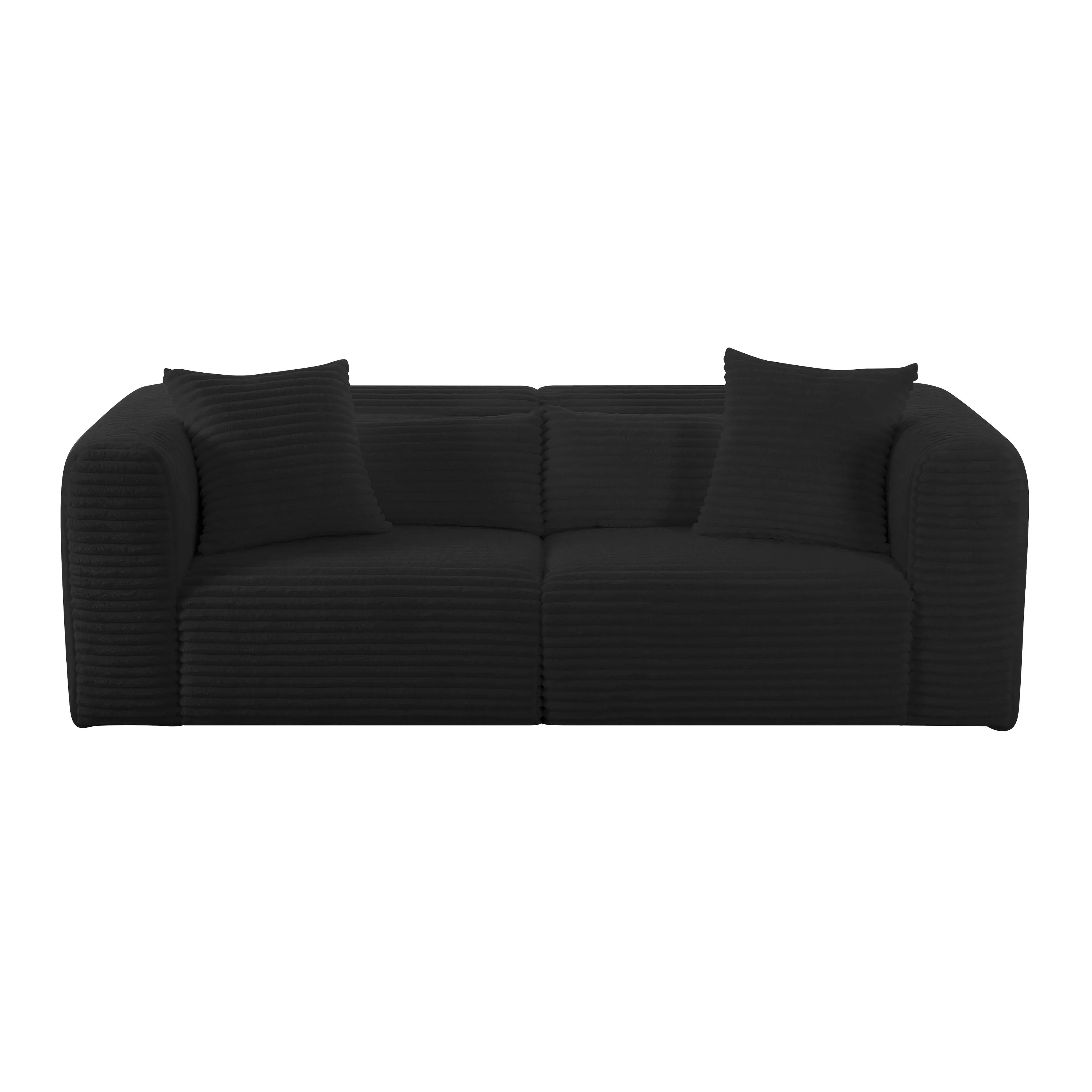 Tarra 86" Fluffy Oversized Performance Corduroy Modular Loveseat - Image 7
