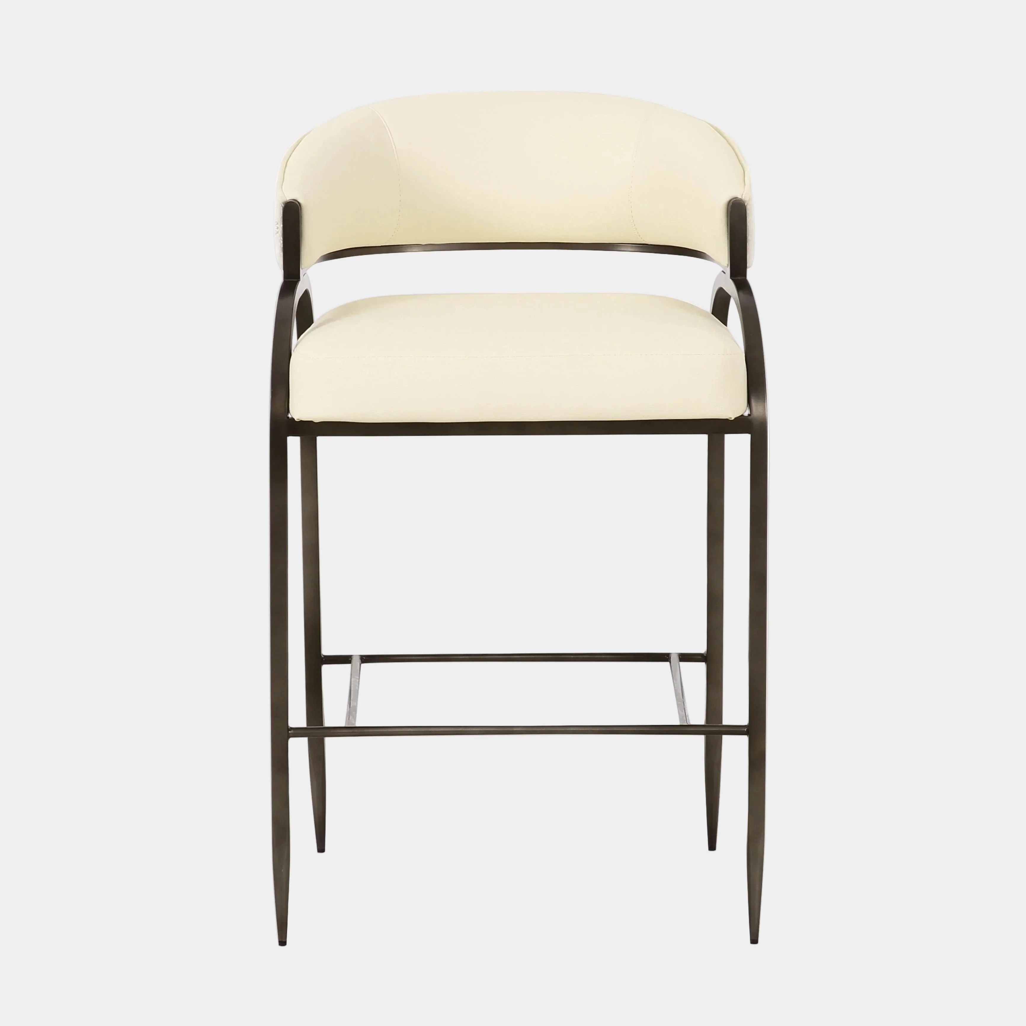 Tatum Cream 2-Tone Performance Vegan Leather and Jacquard Counter Stool