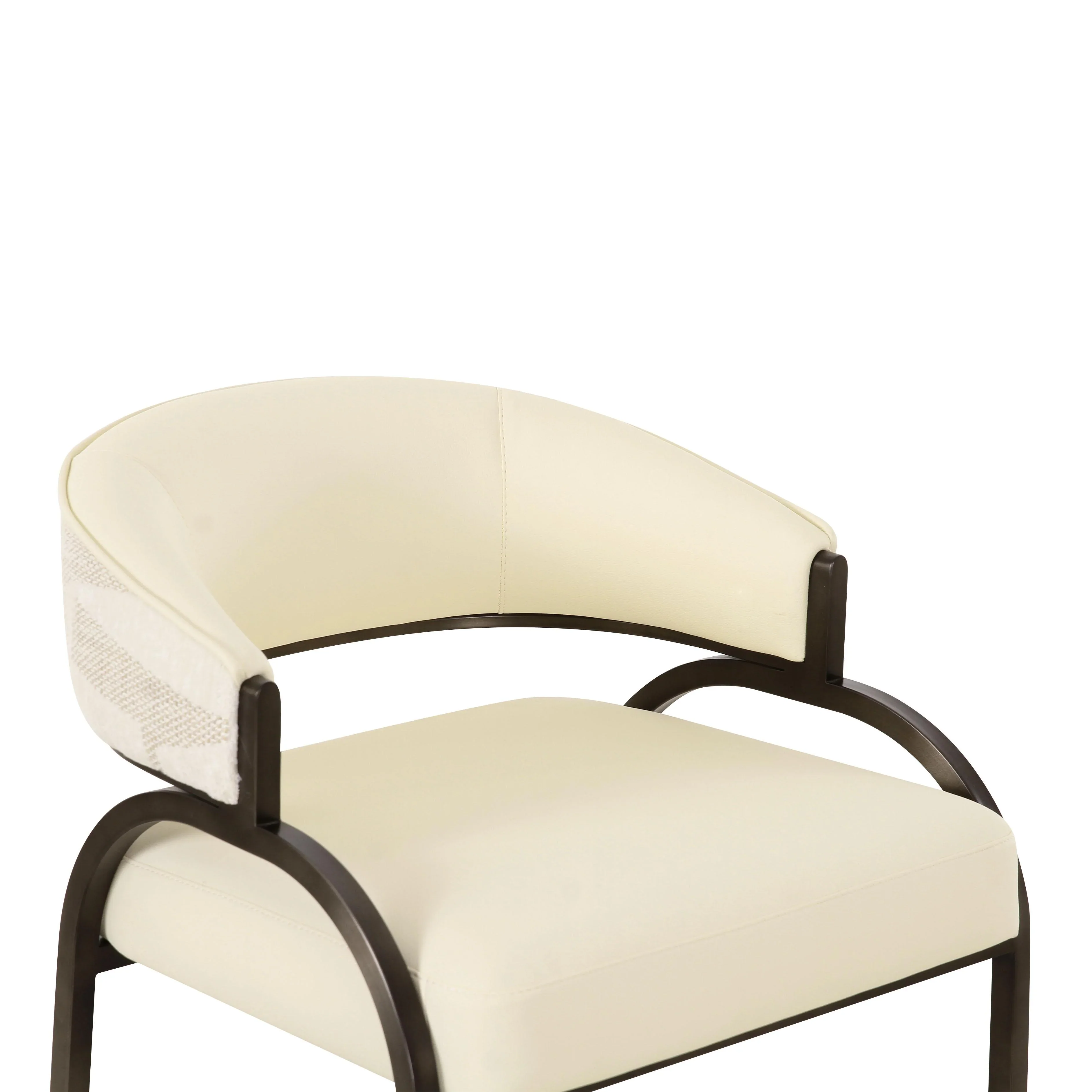 Tatum Cream 2-Tone Performance Vegan Leather and Jacquard Counter Stool - Image 5