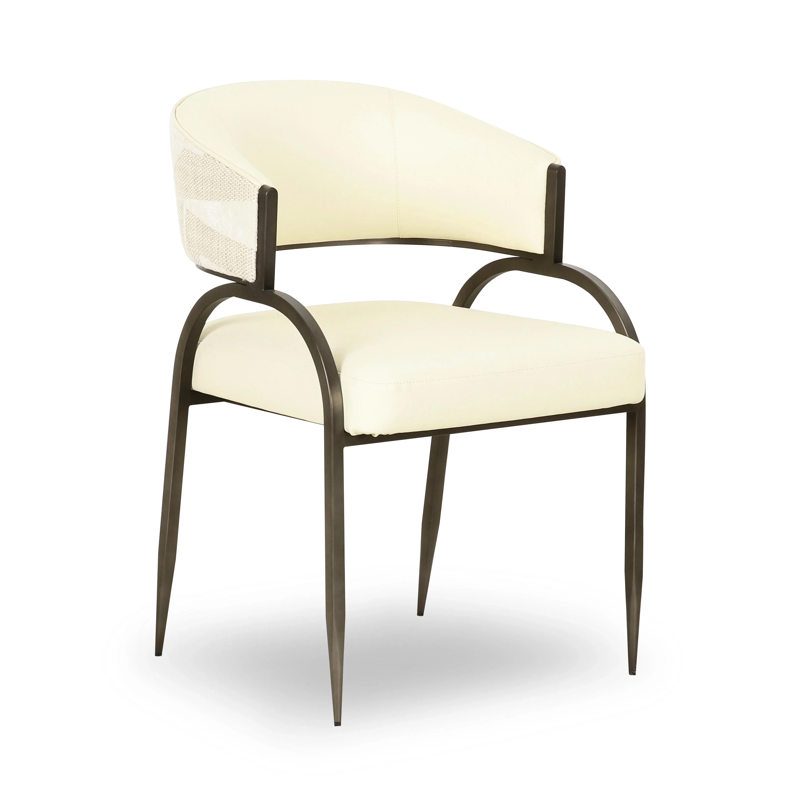 Tatum Cream 2-Tone Performance Vegan Leather and Jacquard Dining Chair - Image 3