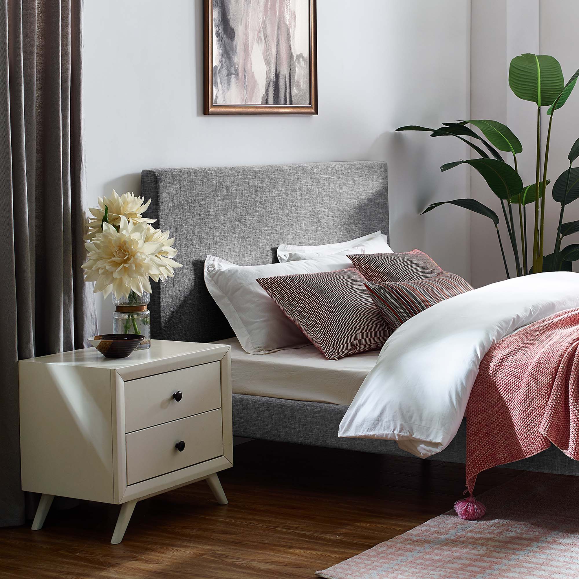 Taylor Upholstered Linen Fabric Headboard - Image 10