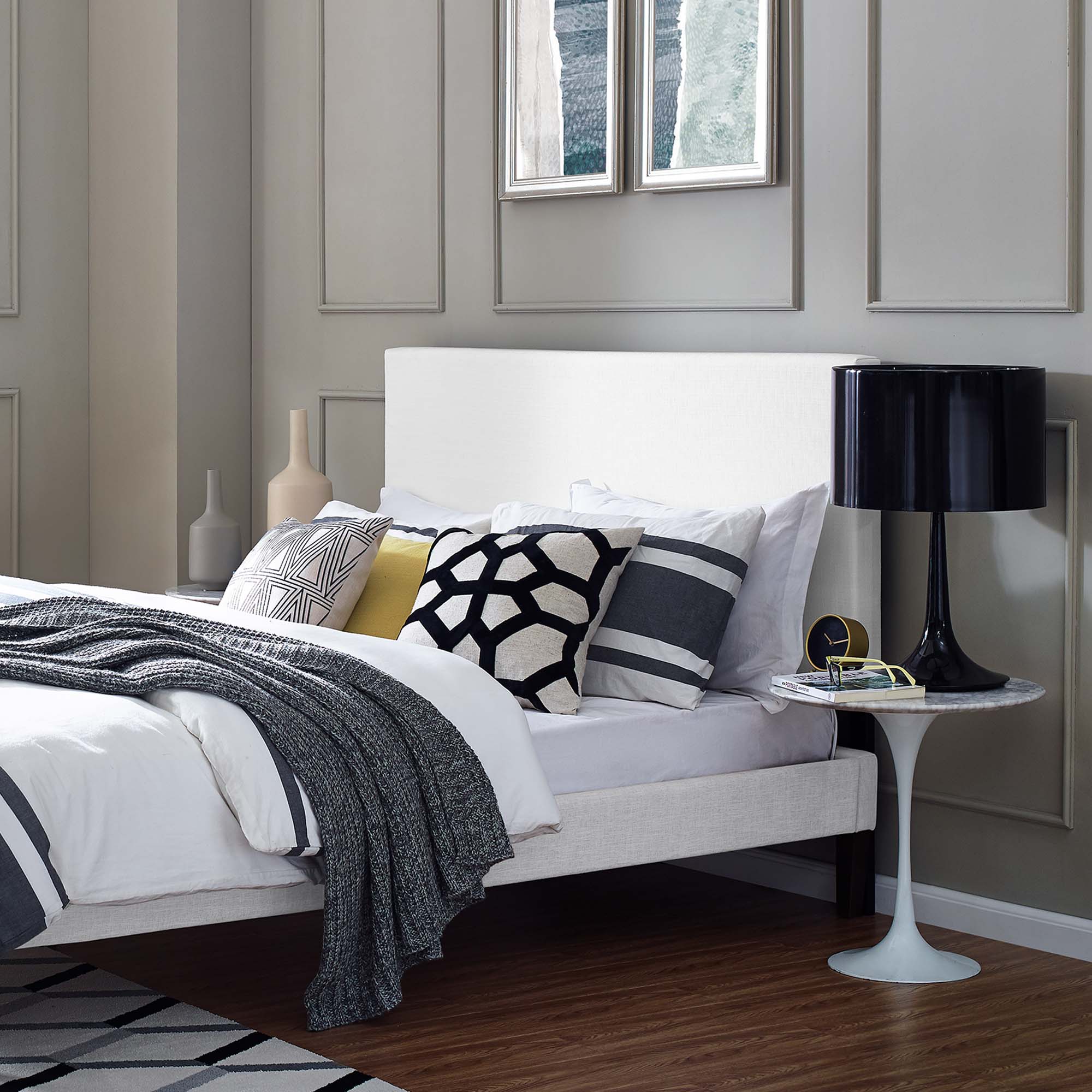 Taylor Upholstered Linen Fabric Headboard - Image 17