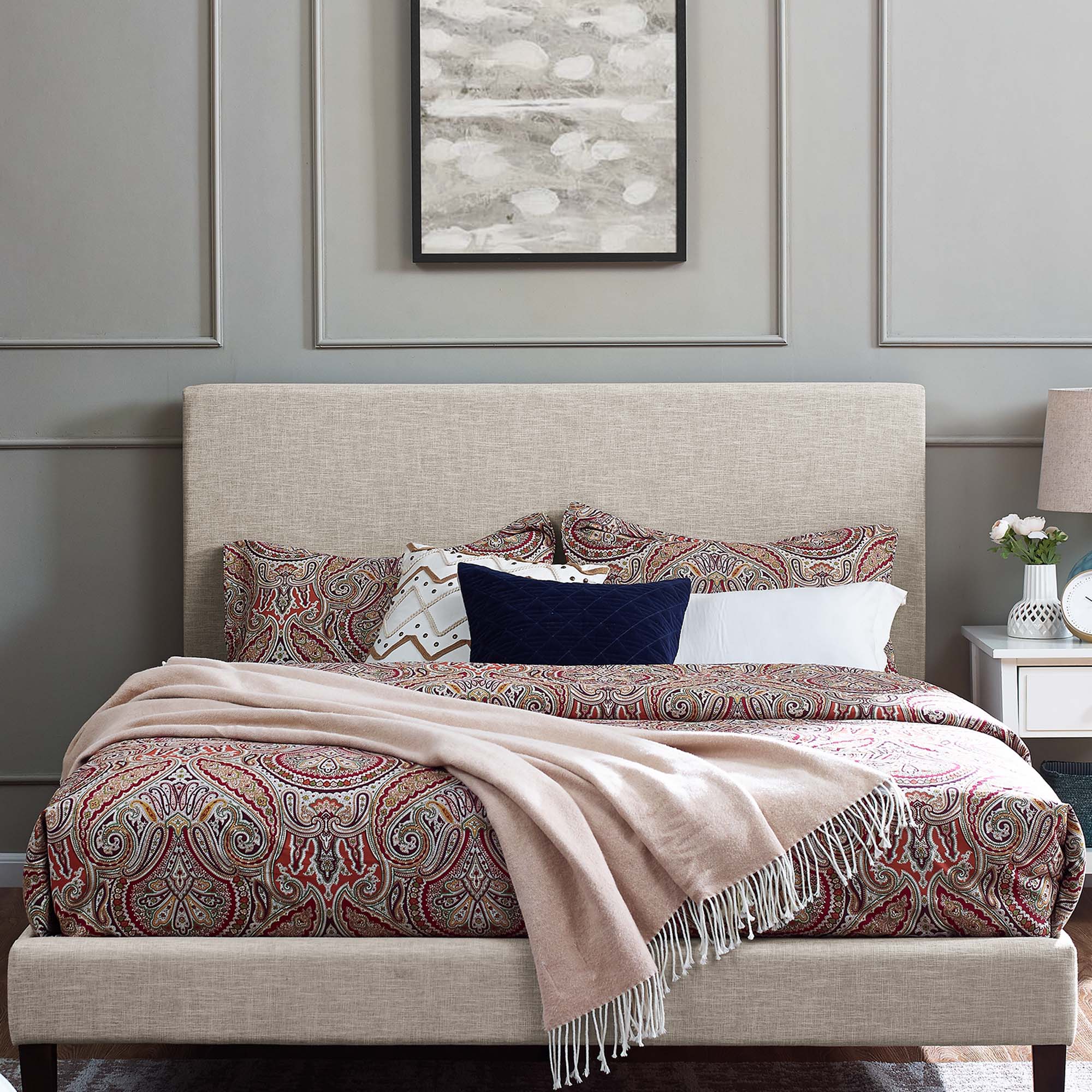 Taylor Upholstered Linen Fabric Headboard - Image 2