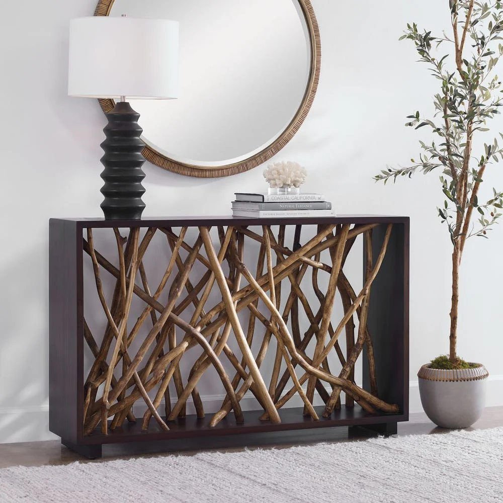 Teak Maze Console Table - Image 6