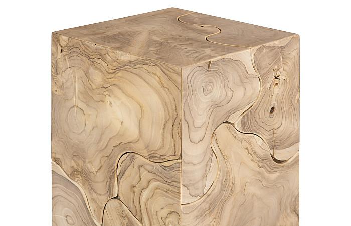 Teak Slice Pedestal, Square, Bleached , LG - Image 4