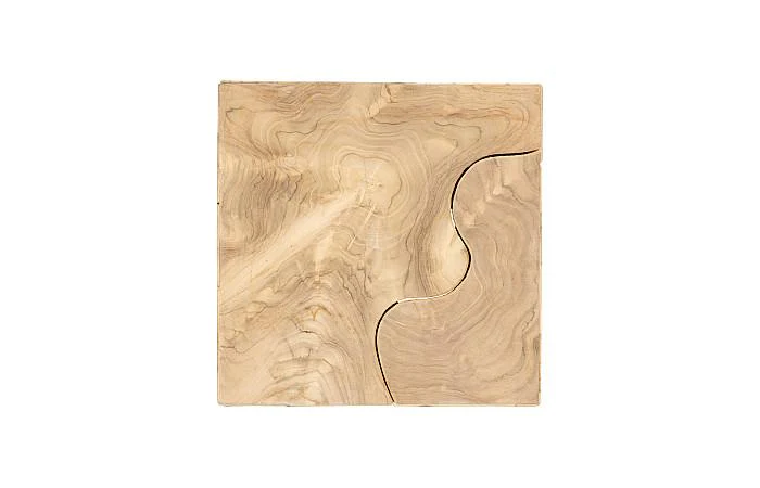 Teak Slice Pedestal, Square, Bleached , LG - Image 5