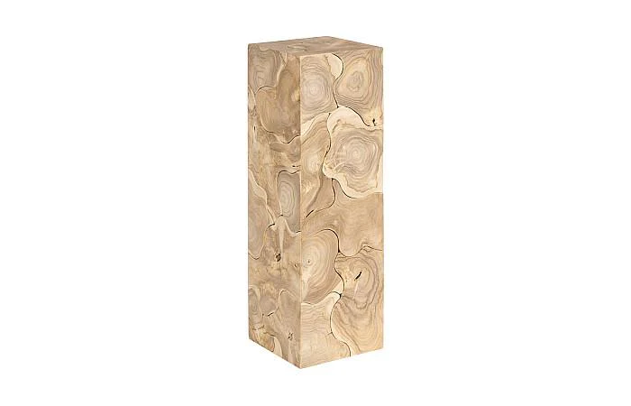 Teak Slice Pedestal, Square, Bleached , LG - Image 6