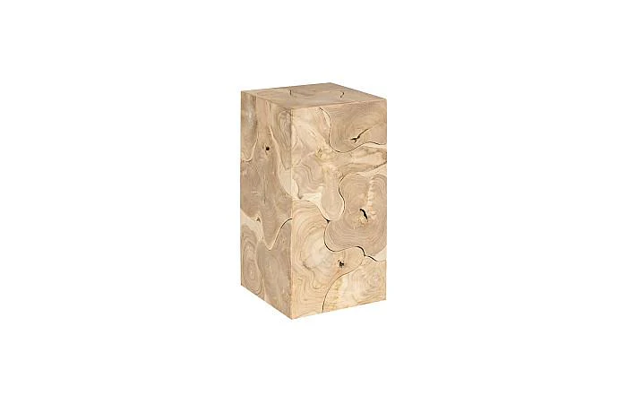 Teak Slice Pedestal, Square, Bleached , SM - Image 5