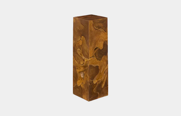 Teak Slice Pedestal, Square, LG