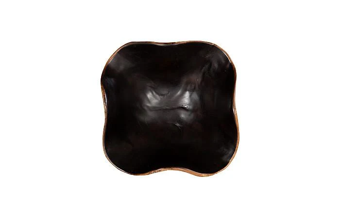 Teak Wood Bowl, Black And Natural - Image 2