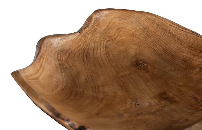 Teak Wood Bowl, Natural - Image 3