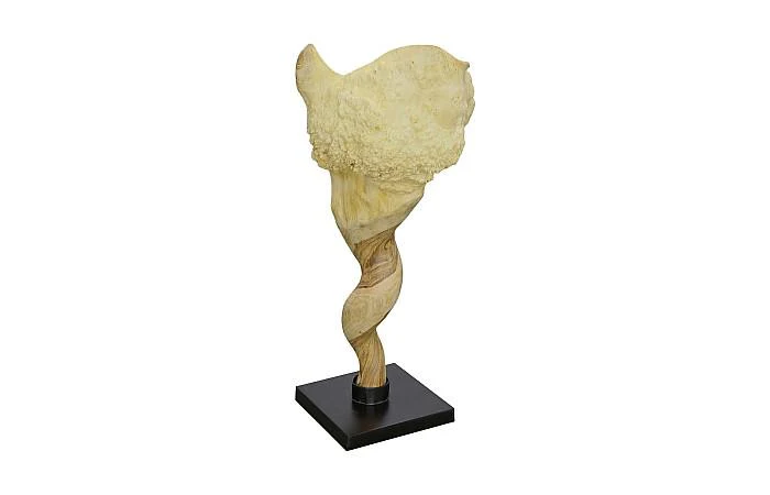 Teak Wood Sculpture on Base, Bleached - Image 2