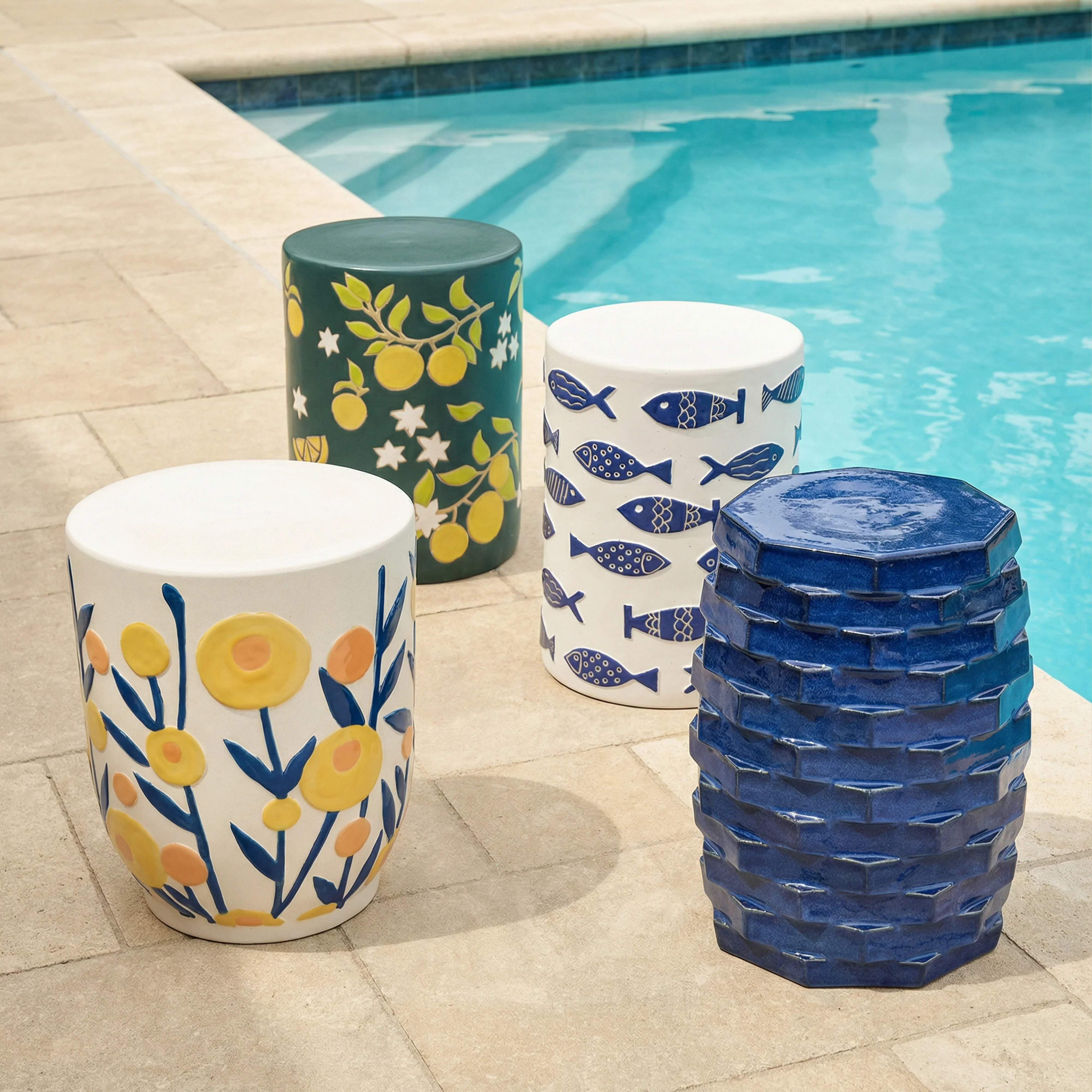 Tempest Citrus Indoor/Outdoor Ceramic Table - Image 6