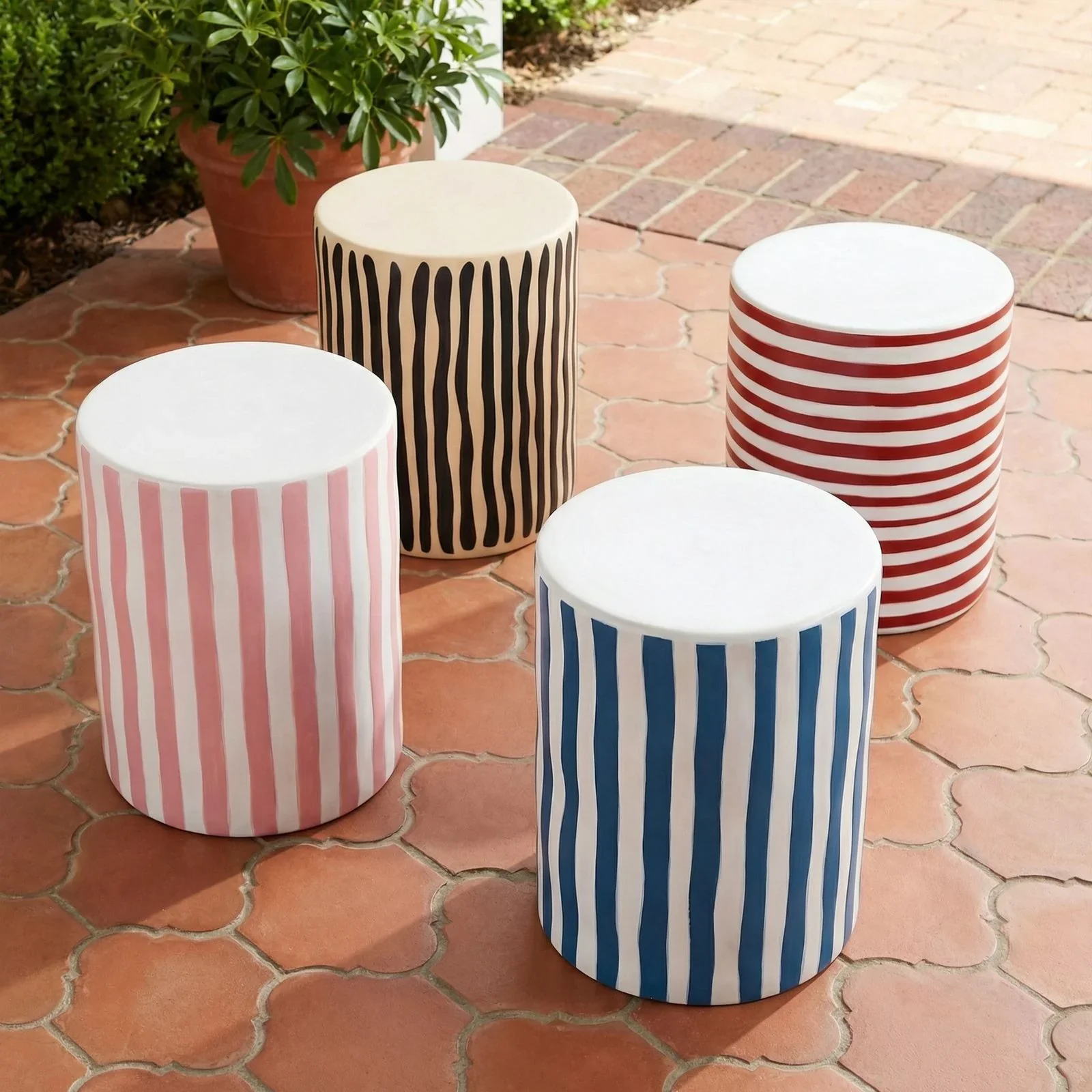 Tempest Indoor/Outdoor Ceramic Table in Stripes - Image 14