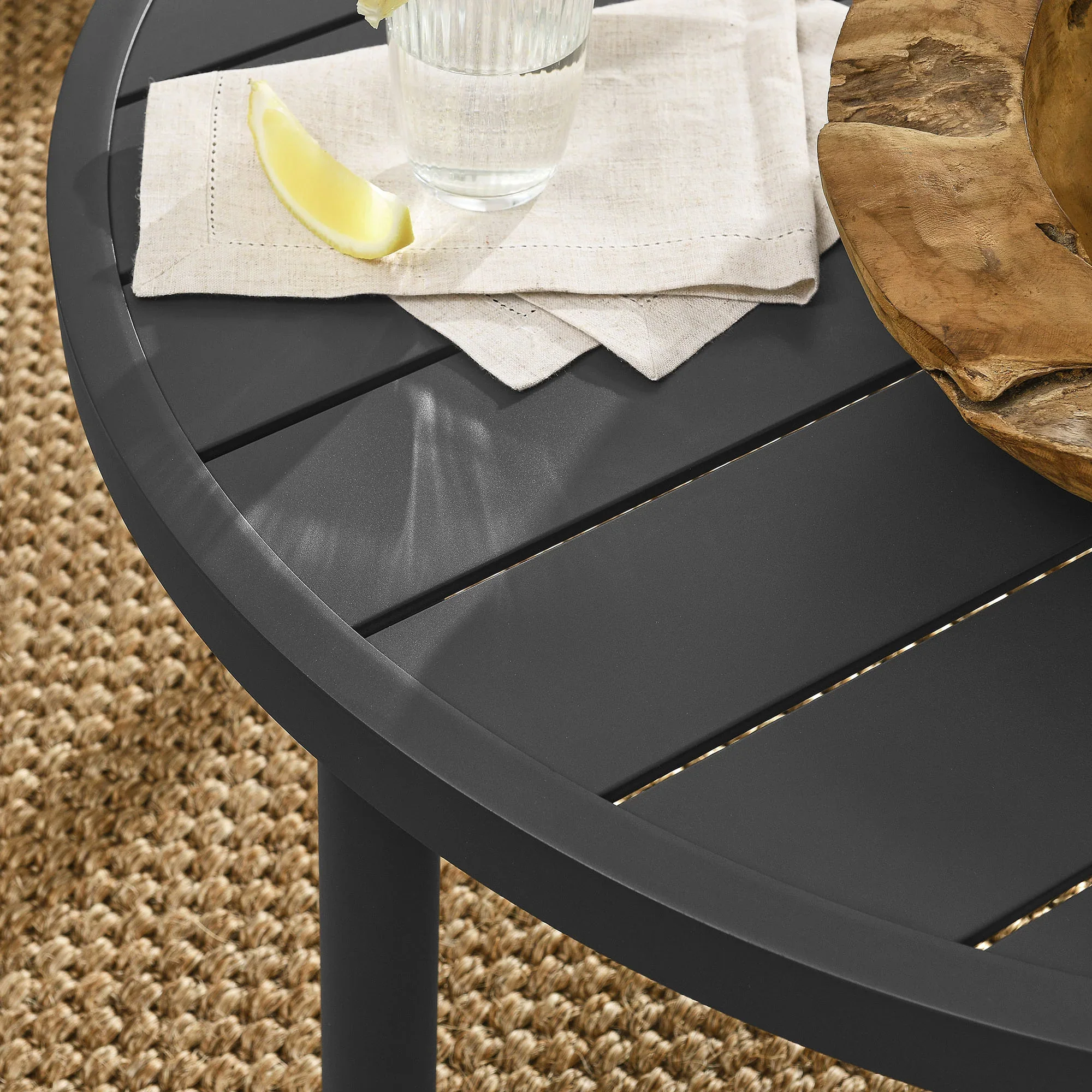 Terrace 35" Outdoor Patio Aluminum Round Coffee Table in Graphite - Image 5
