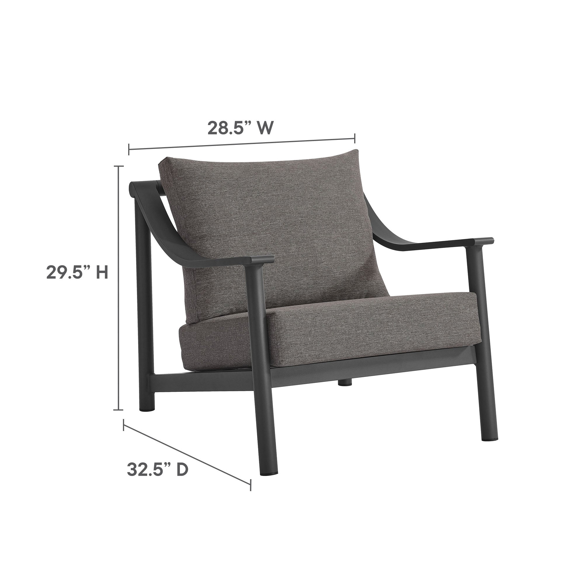 Terrace 4-Piece Outdoor Patio Aluminum Furniture Set in Carbon Graphite - Image 16