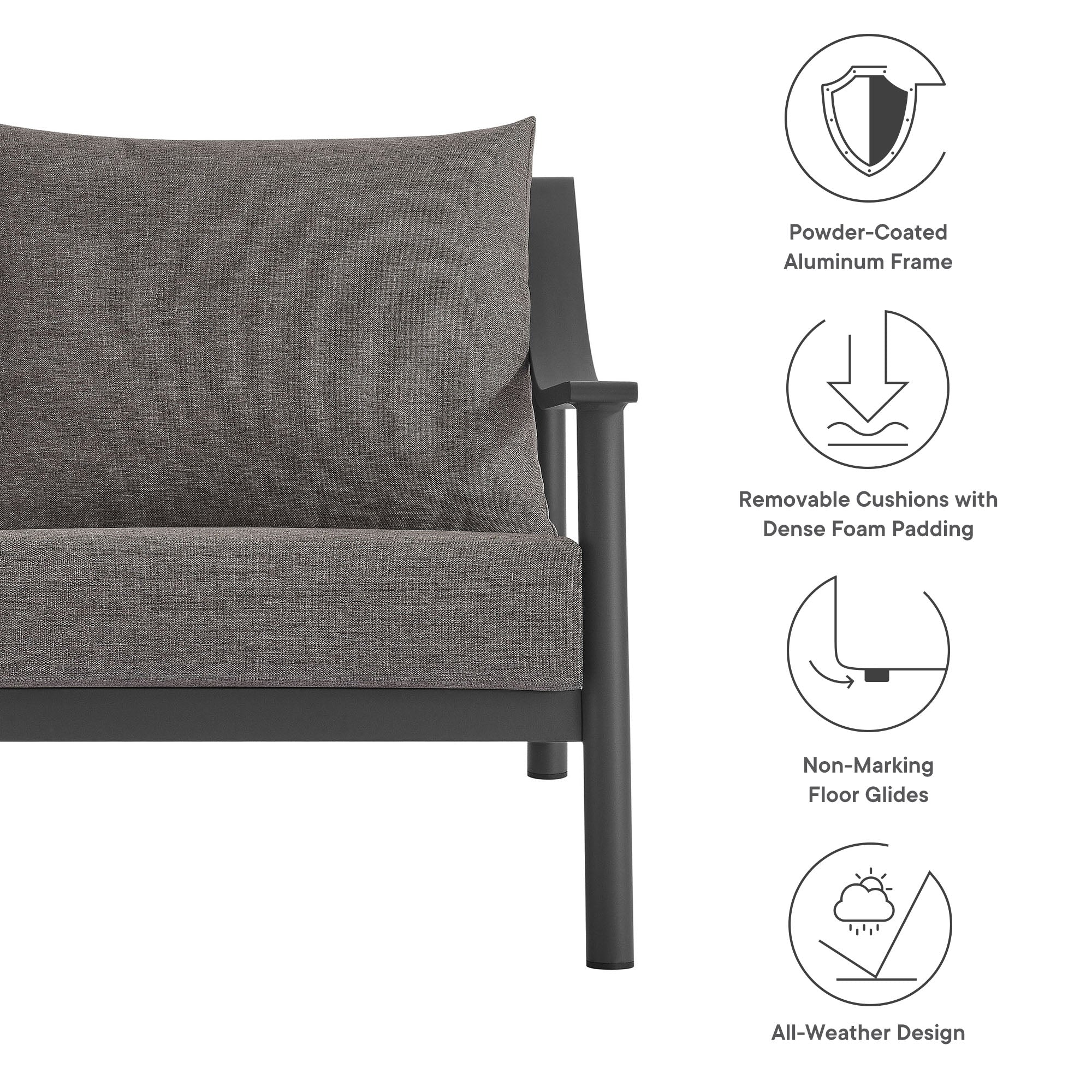 Terrace Outdoor Patio Aluminum Accent Armchair - Image 8