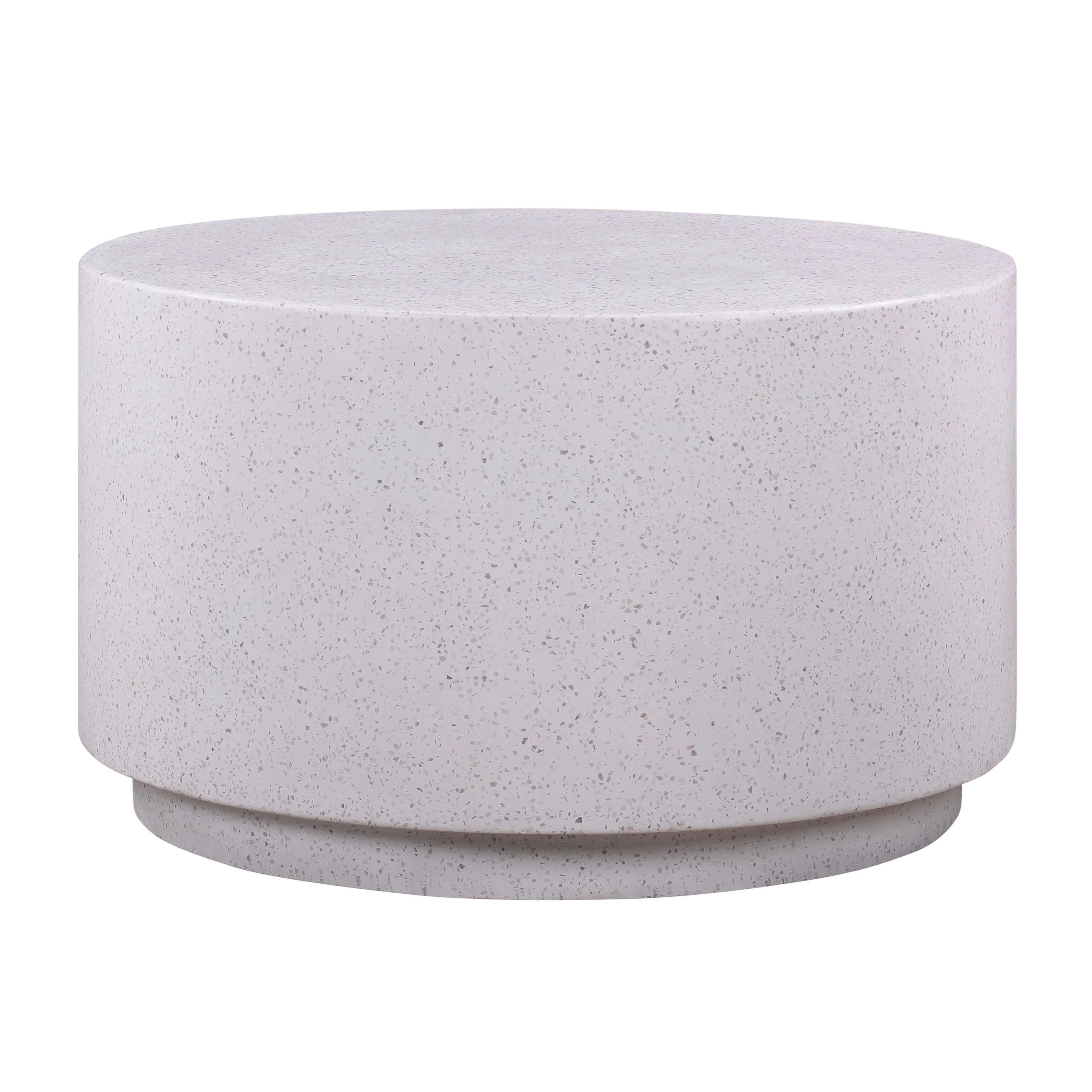 Terrazzo 27.5" Light Speckled Concrete Round Coffee Table - Image 3