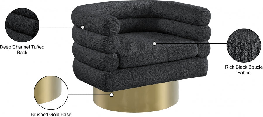 Tessa Boucle Fabric Upholstered Swivel Accent Chair - Image 8