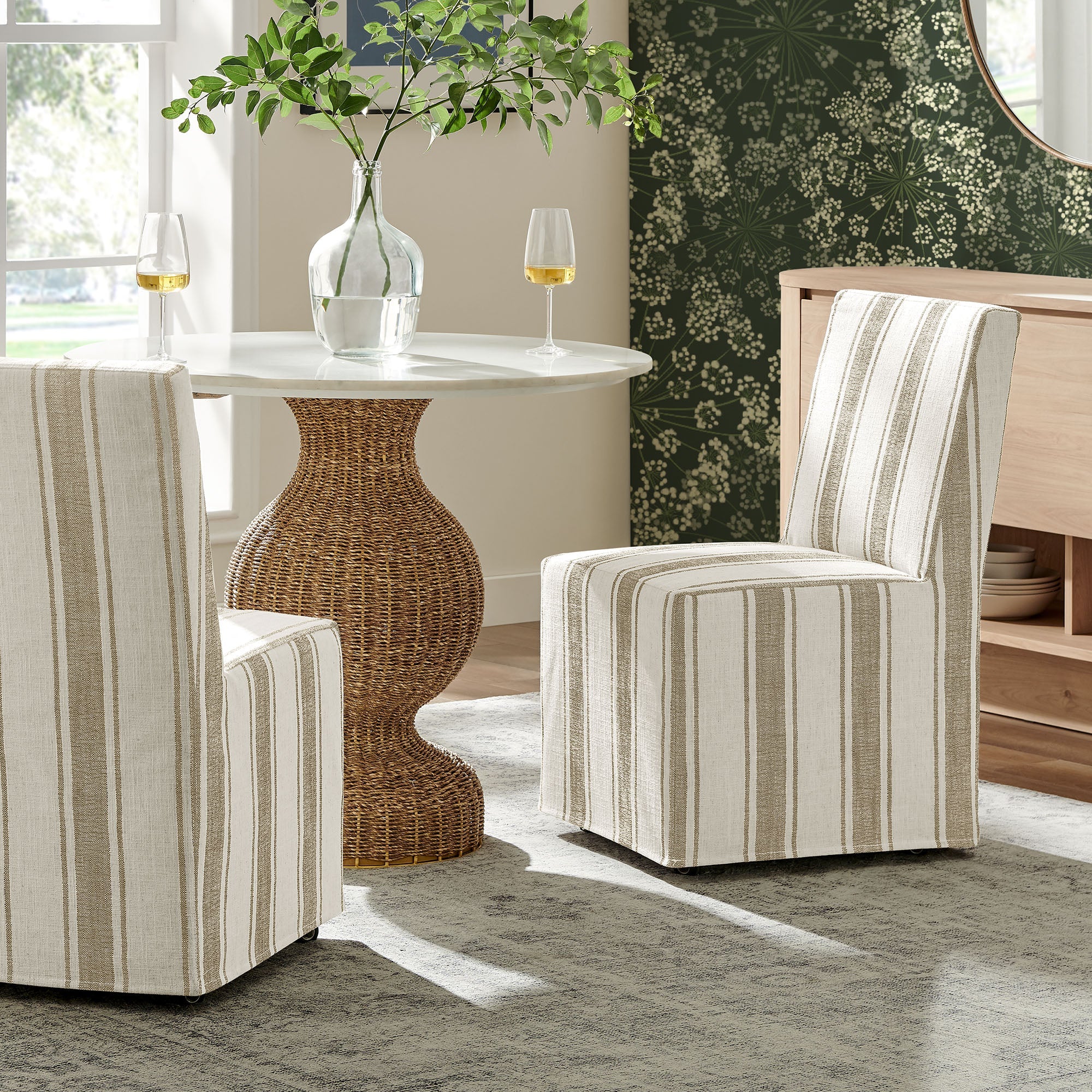 Tessera Striped Slipcovered Dining Side Chair - Image 2