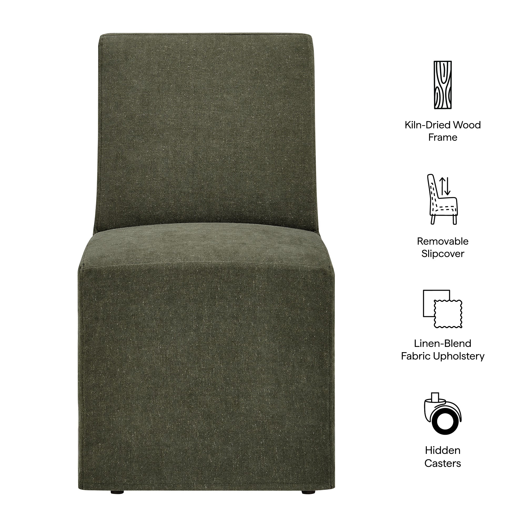 Tessera Upholstered Linen-Blend Slipcovered Dining Chair - Image 8