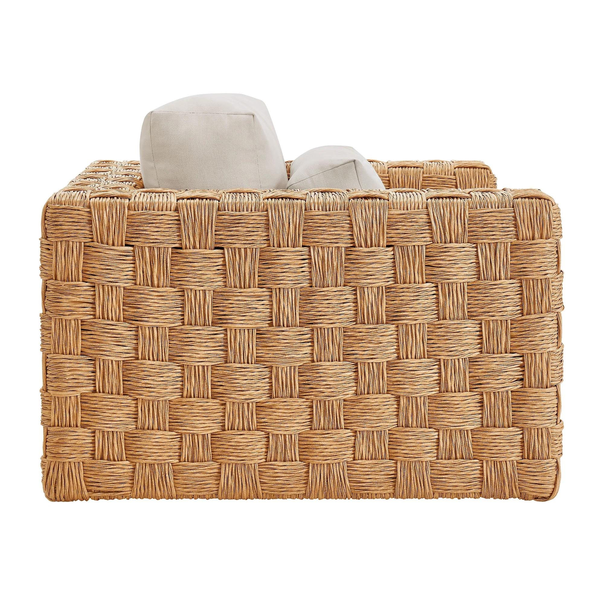 Thames 4-Piece Outdoor Patio Wicker Outdoor Patio Rattan Furniture Set in Natural Light Gray - Image 10