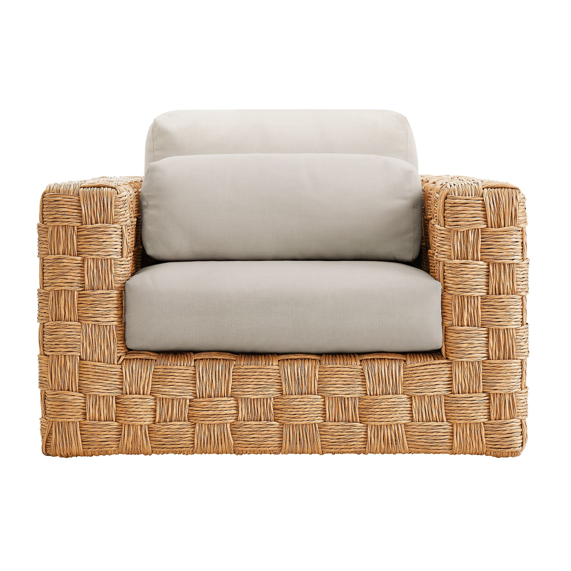 Thames 4-Piece Outdoor Patio Wicker Outdoor Patio Rattan Furniture Set in Natural Light Gray - Image 5