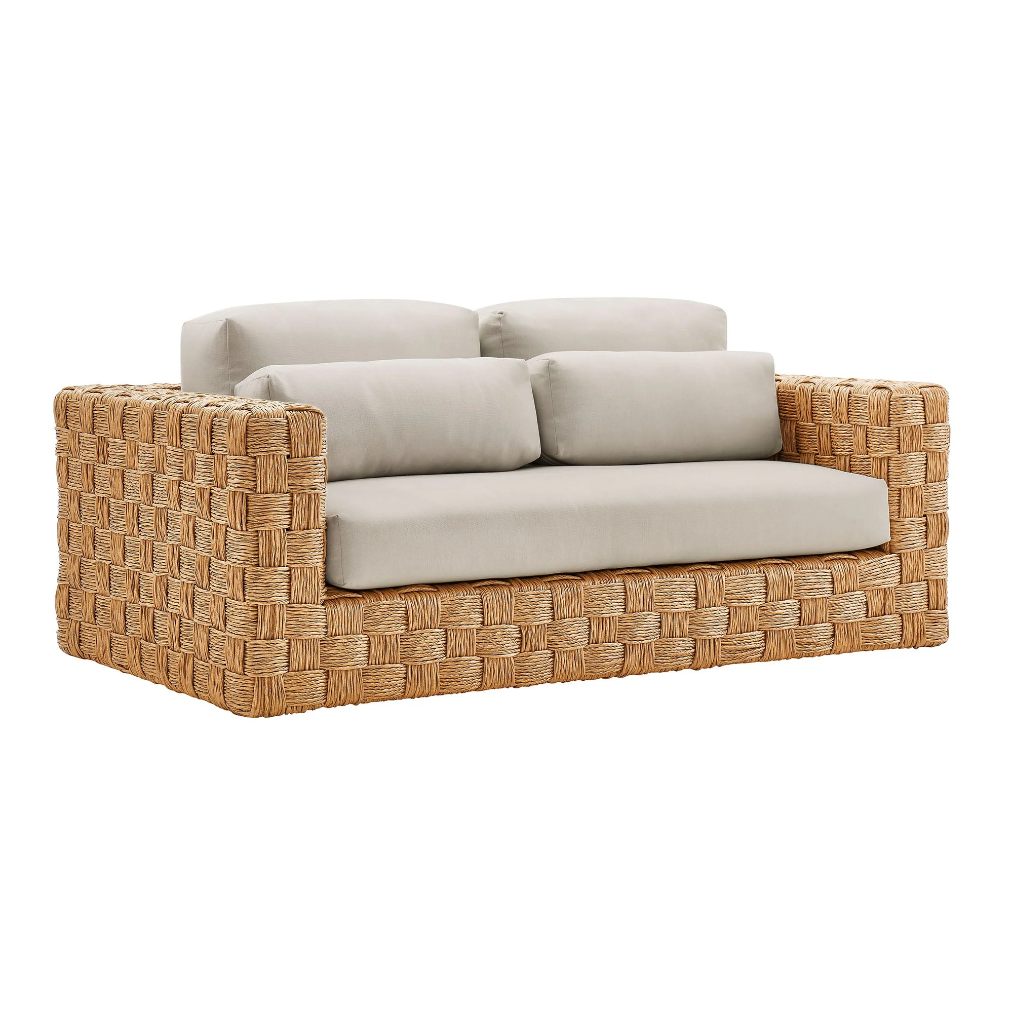 Thames 4-Piece Outdoor Patio Wicker Outdoor Patio Rattan Furniture Set in Natural Light Gray - Image 7