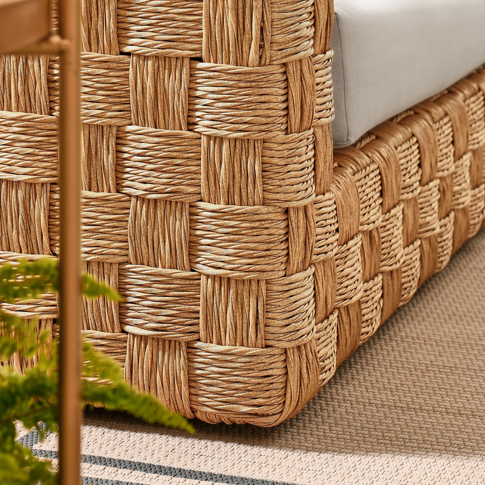 Thames Outdoor Patio Wicker Outdoor Patio Rattan Loveseat in Natural Light Gray - Image 3