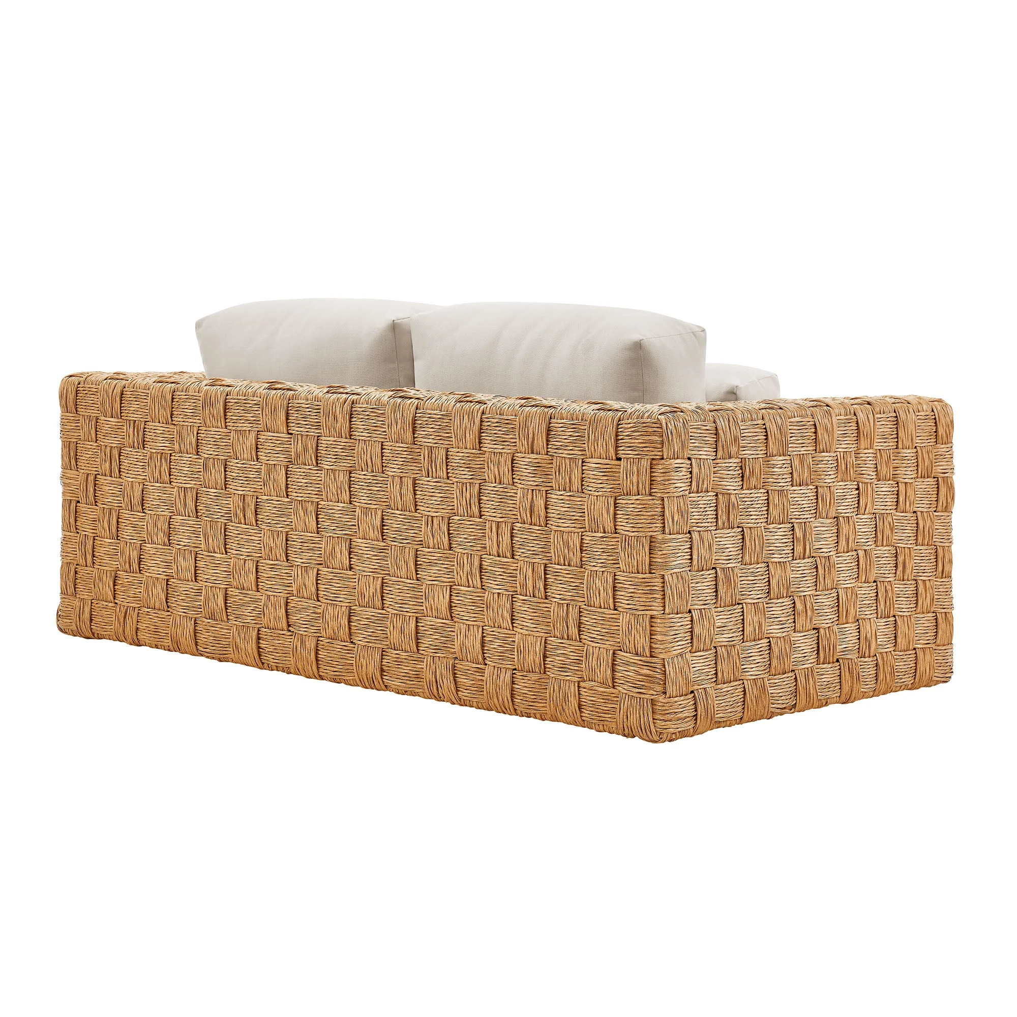 Thames Outdoor Patio Wicker Outdoor Patio Rattan Loveseat in Natural Light Gray - Image 7